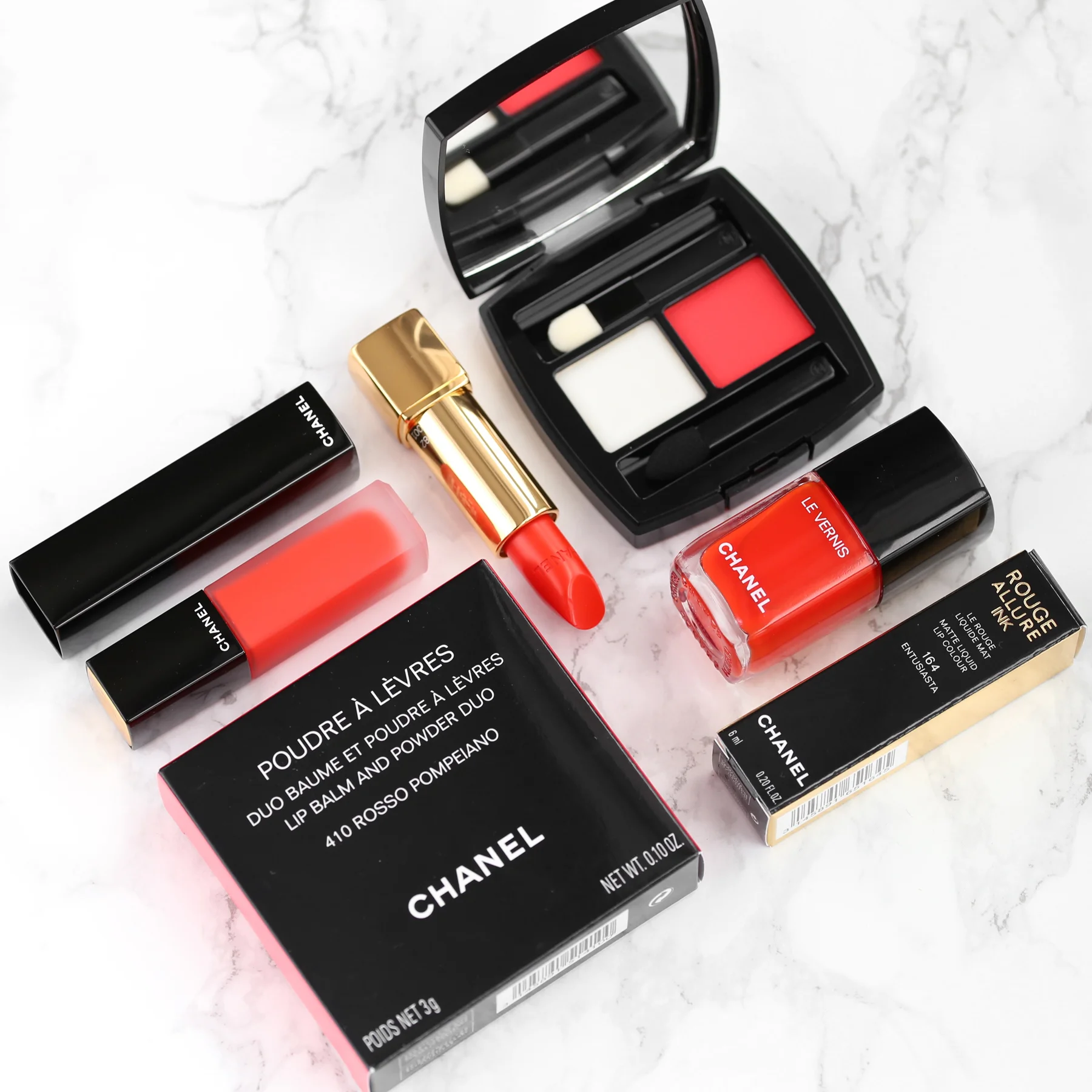 CHANEL POUDRE À LÈVRES LIP BALM AND POWDER DUO in ROSSO POMPEIANO, NAIL POLISH in 634 ARANCIO VIBRANTE, ROUGE ALLURE LUMINOUS INTENSE LIP COLOUR in 182 VIBRANTE, ROUGE ALLURE INK MATTE LIQUID LIP COLOUR in 164 ENTUSIASTA-lipsick.me_6300.jpg