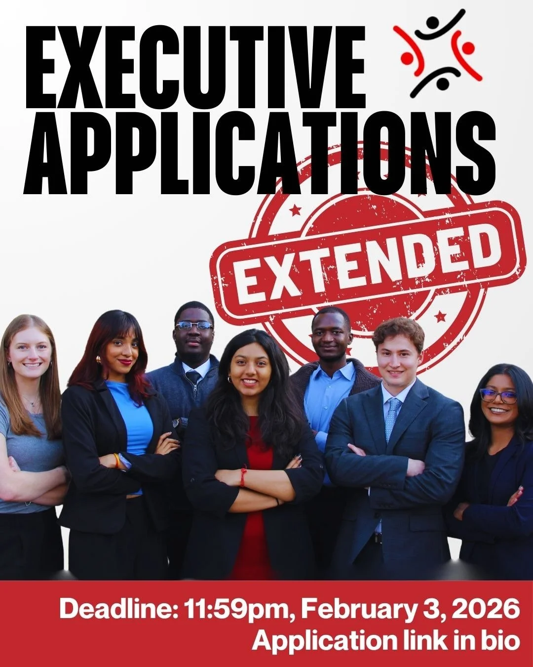 Didn&rsquo;t apply the first time? We got you.
Executive position applications are reopening, don&rsquo;t miss your chance to join the team!

Apply now!

⏰ Deadline to apply: 11:59pm February 3, 2026
🔗 Application link in bio