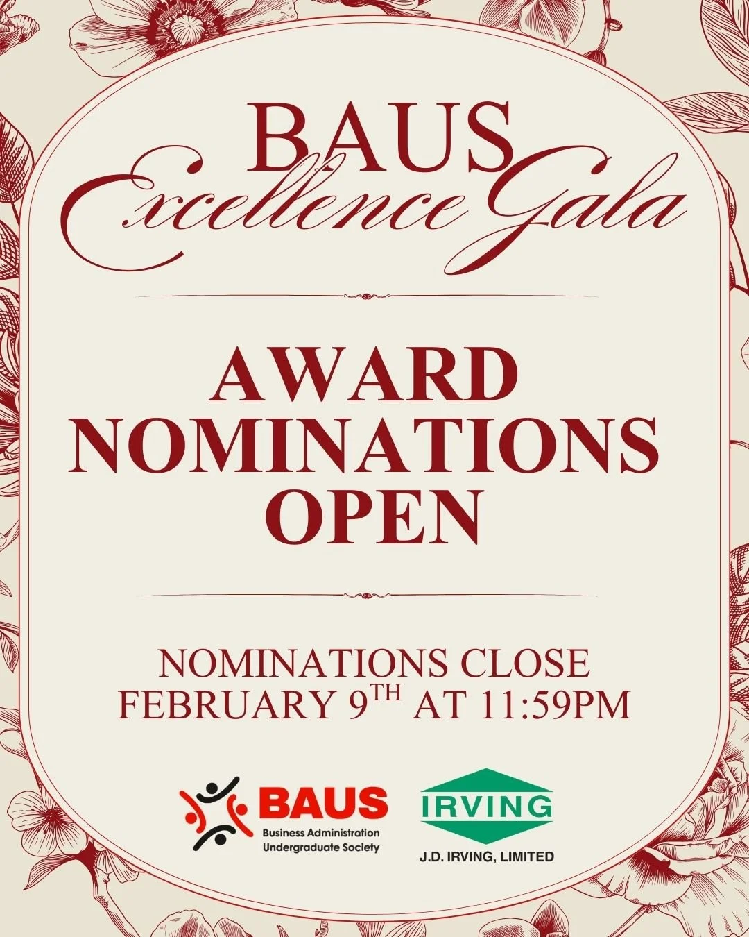 Nominations are OPEN for the BAUS Excellence Gala 🏆
Celebrate leadership, impact, and excellence across our campus and community.

⏰ Closes Feb 9 at 11:59 PM
🔗 Full award descriptions and nomination forms can be found at the link in bio!

p.s. keep