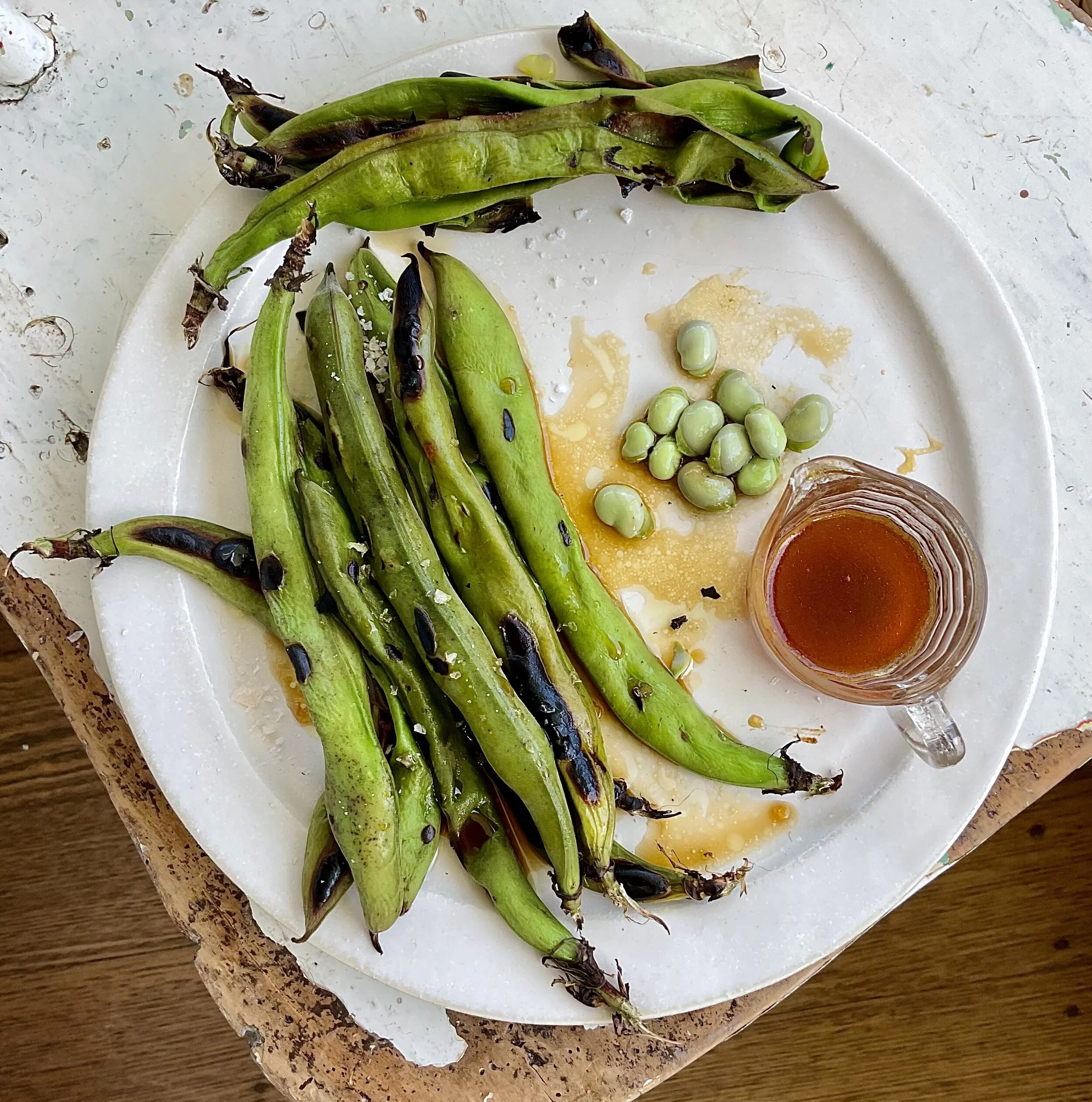 BROAD BEANS WITH HONEY &amp; TAMARI DRESSING