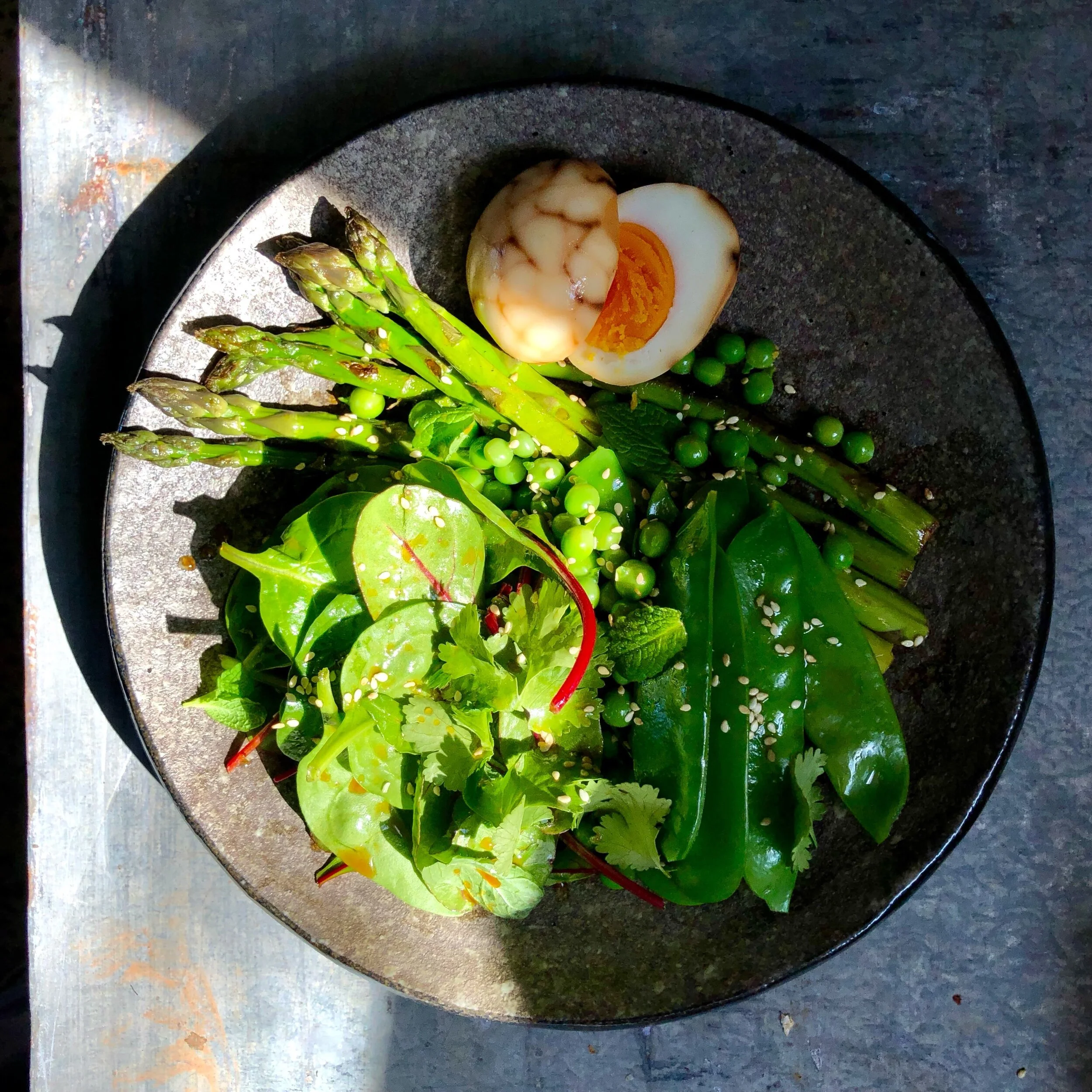 SOY &amp; TEA MARBLED EGGS WITH SPRING SALAD