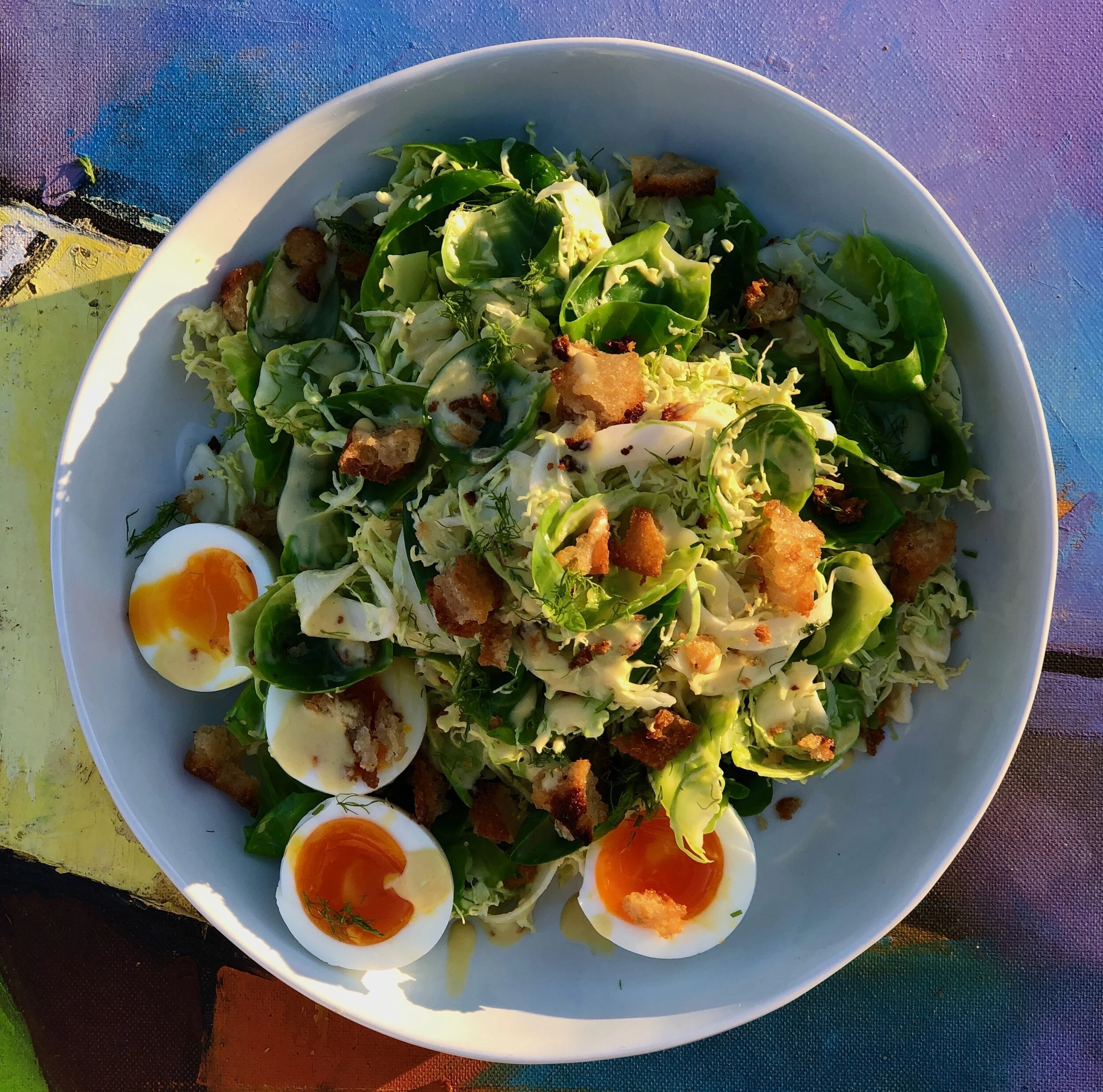 BRUSSELS SPROUT &amp; FENNEL SLAW WITH ANCHOVY SAUCE 