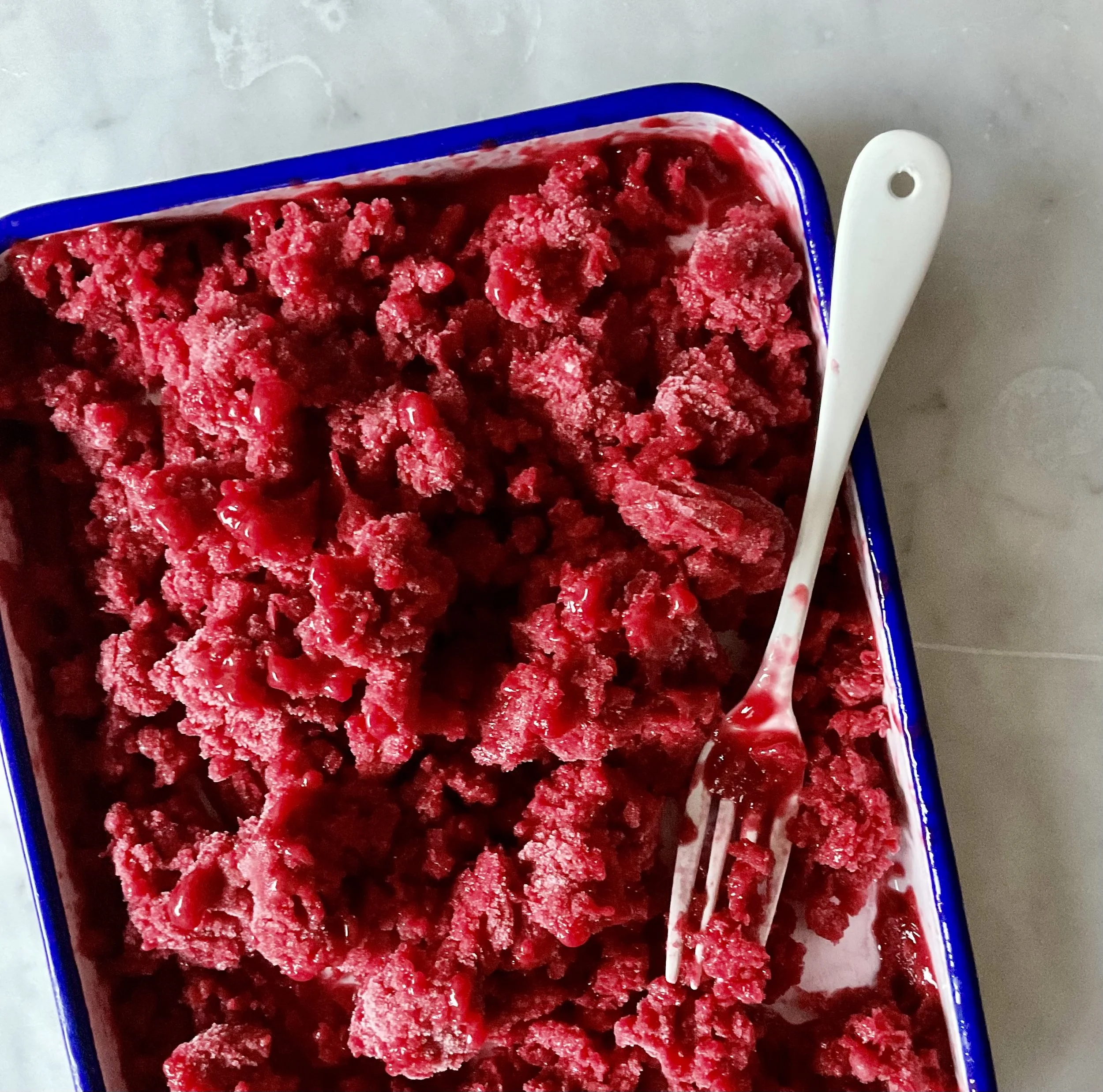 BLOOD PLUM GRANITA WITH STAR ANISE &amp; BASIL 