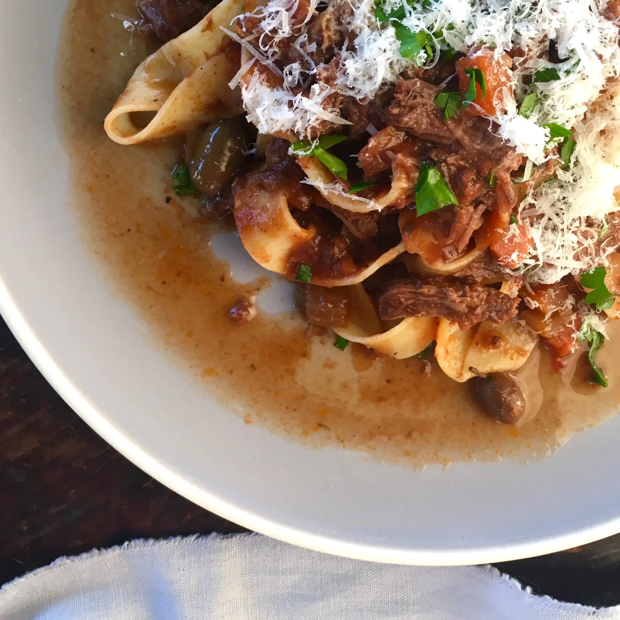 BEEF CHUCK ON BONE RAGU WITH PAPPARDELLE 
