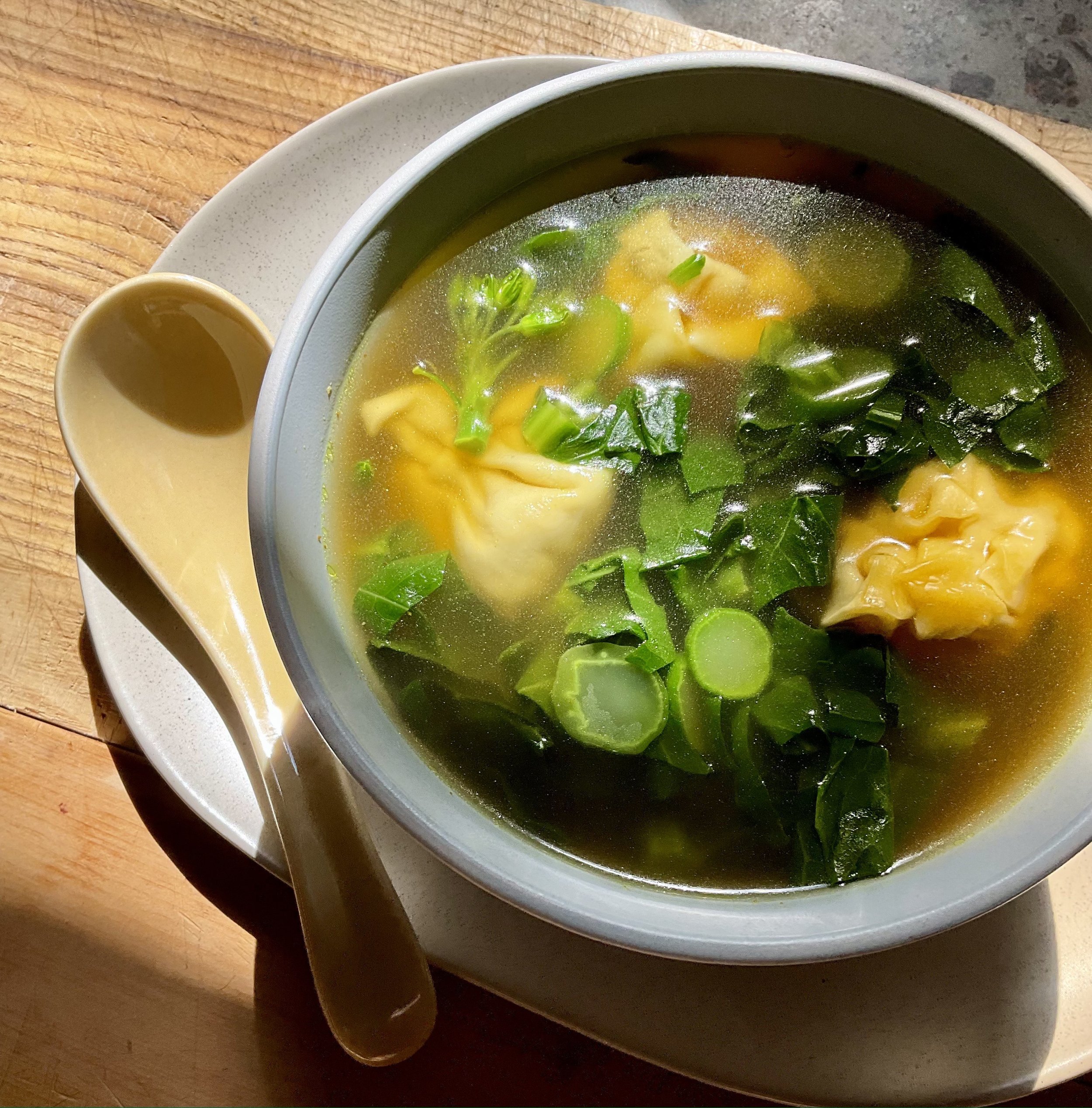BEEF BONE BROTH WITH GREENS &amp; DUMPLINGS 