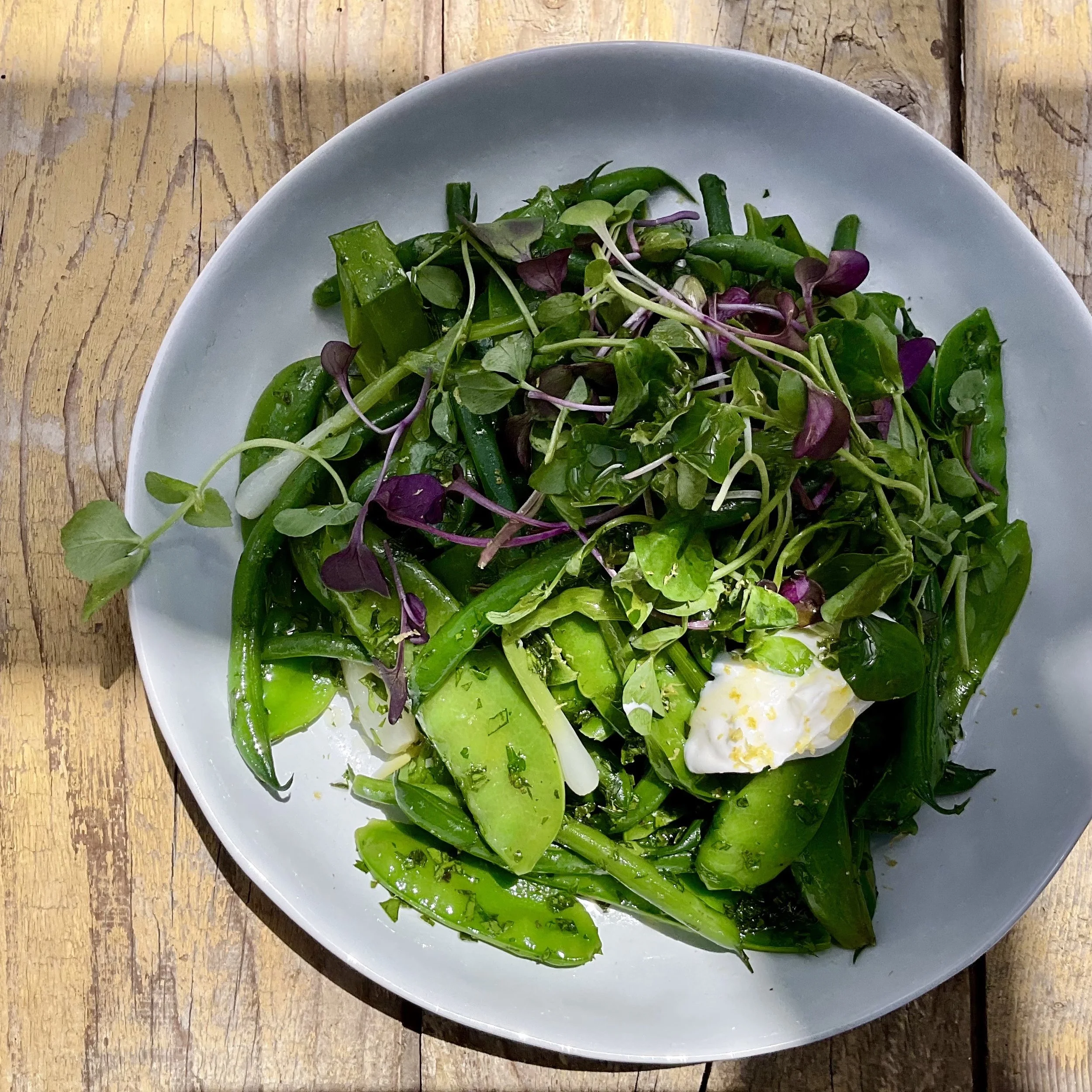 SUMMER GREEN SALAD WITH GOAT'S CURD 