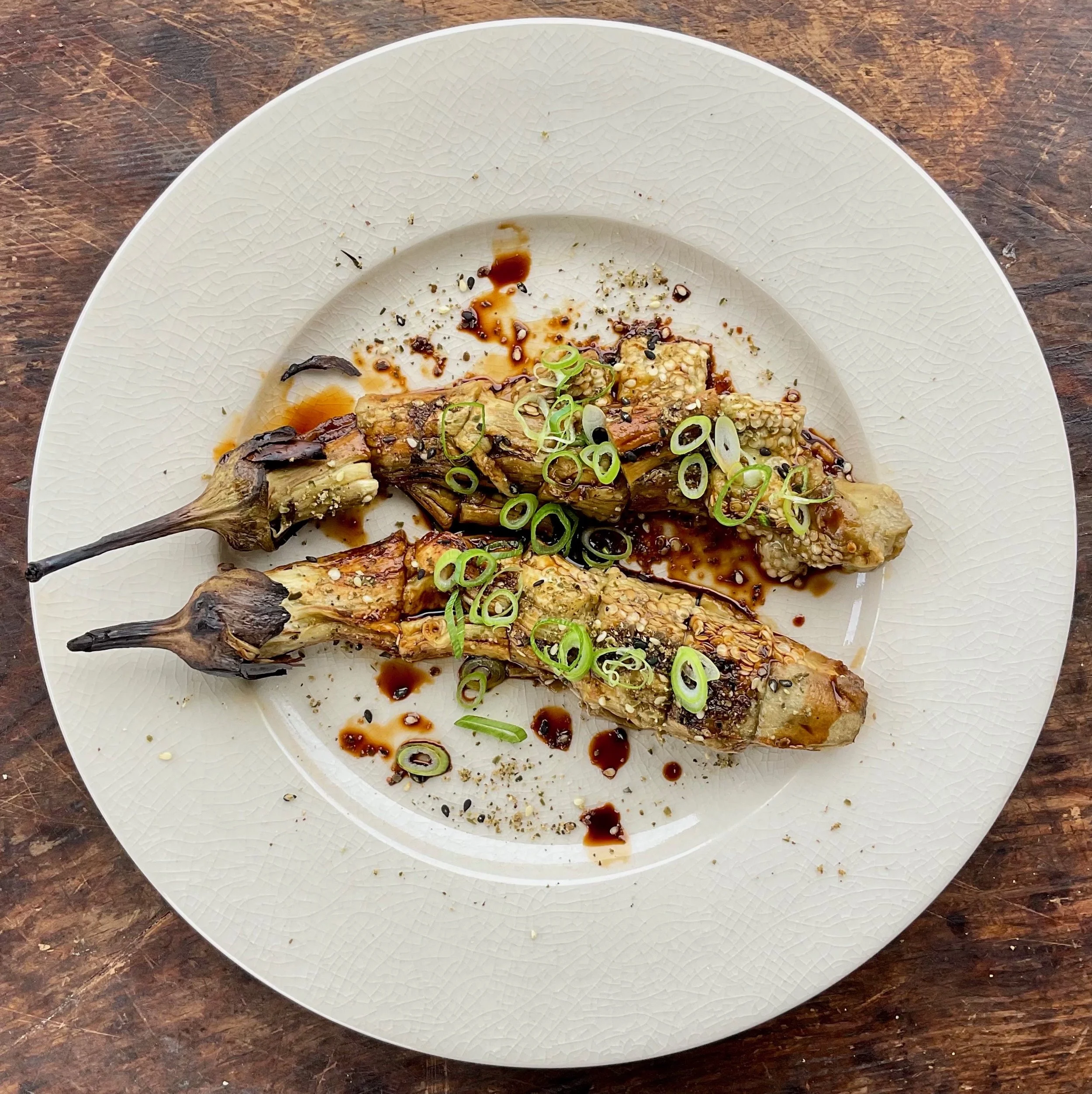 GRILLED SMOKED EGGPLANT WITH SOY &amp; FURIKAKE