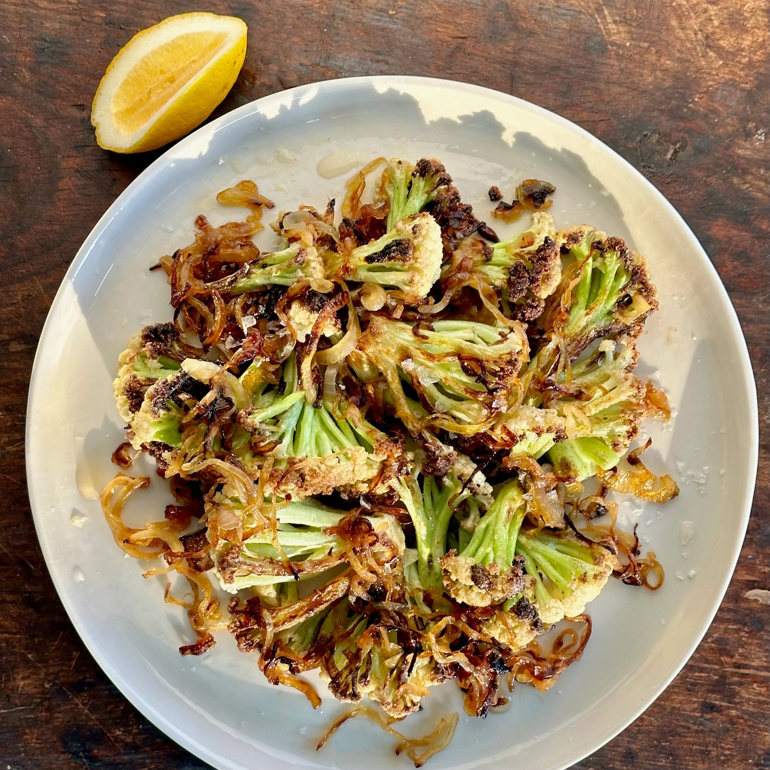 FRIED CAULIFLOWER FLORETS WITH SPICED CARAMELISED ONION