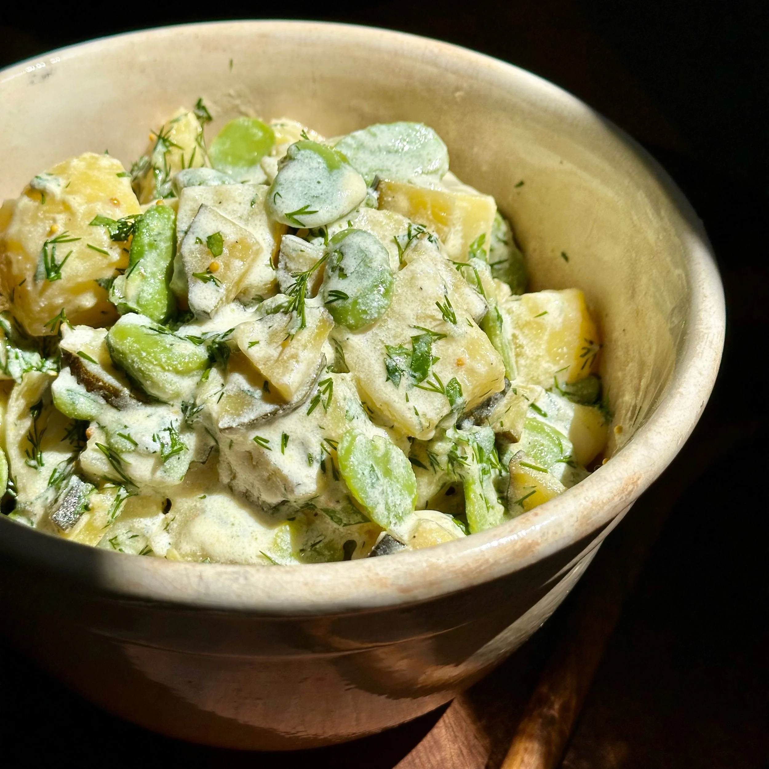 BROAD BEAN, POTATO AND ZUCCHINI BREAD &amp; BUTTER PICKLE SALAD 