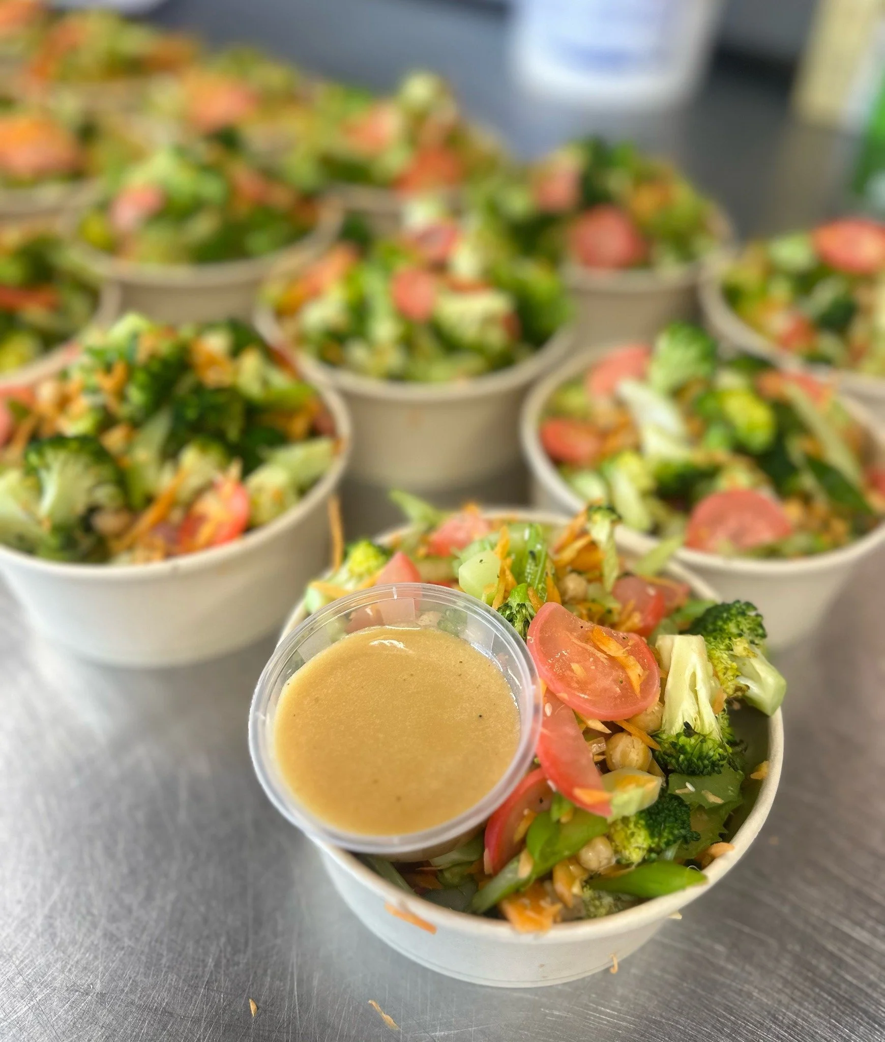 Allo allo. This week's SALAD is Roasted Broccoli with a Miso Dressing 🙌 and some pickled radish, carrot and chickpeas for good measure 😇 

A hearty bowl of goodness available in the farm gate fridge now ❤️
.
.
.
.
#torellofarm #farmshop #farmgate #