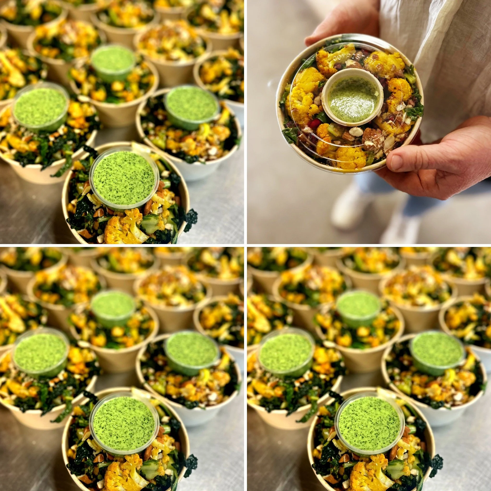 TODAY'S SALAD is one of your all time faves ❤️ Honey roasted cauliflower &amp; Tuscan kale with almonds, preserved lemon and a herby keffir dressing 🌈
.
.
.
.
#torellofarm #farmshop #farmgate #open7days #summer #lovelocal #localfoodfirst #growitloca