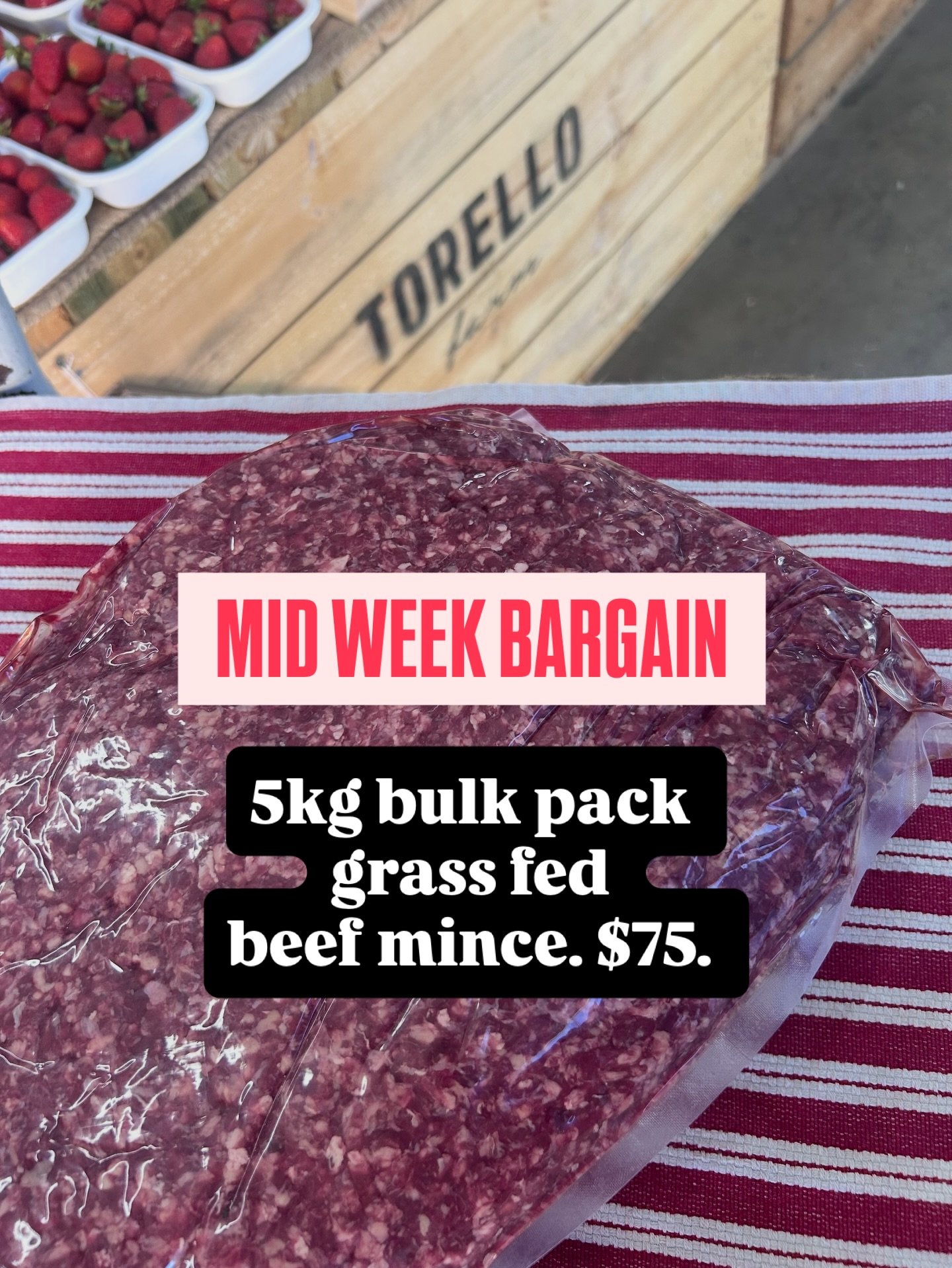 After processing some larger animals, we have extra grass fed beef mince on hand this week, so we have a crazy special. 5kg bulk packs, just $75. 
.
.
.
#torellofarm #knowyourfarmerknowyourfood  #grassfedbeef #bargainbuy #notsupermarketfood
