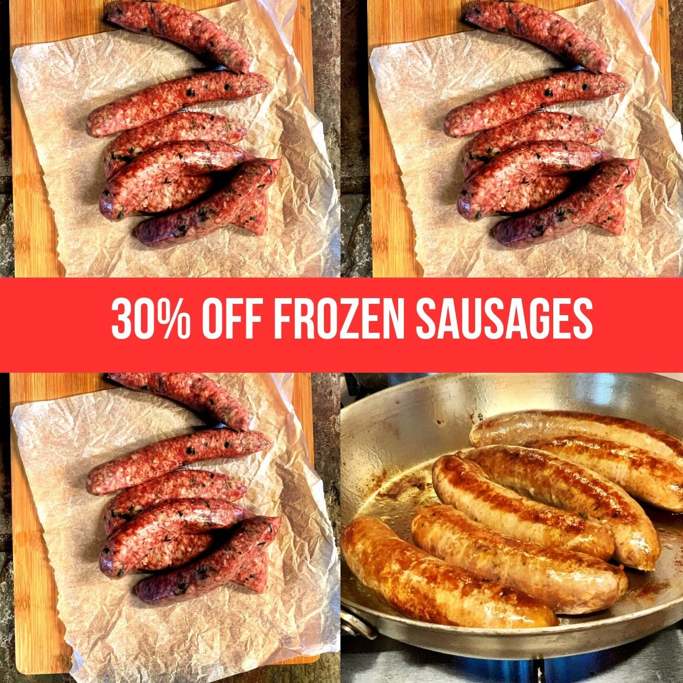 Mid week special 😍 30% OFF ALL OUR FROZEN SAUSAGES. Tuesday and Wednesday only 😉
.
.
.
#torellofarm #sausagespecial #glutenfree #preservativefree #notsupermarketfood