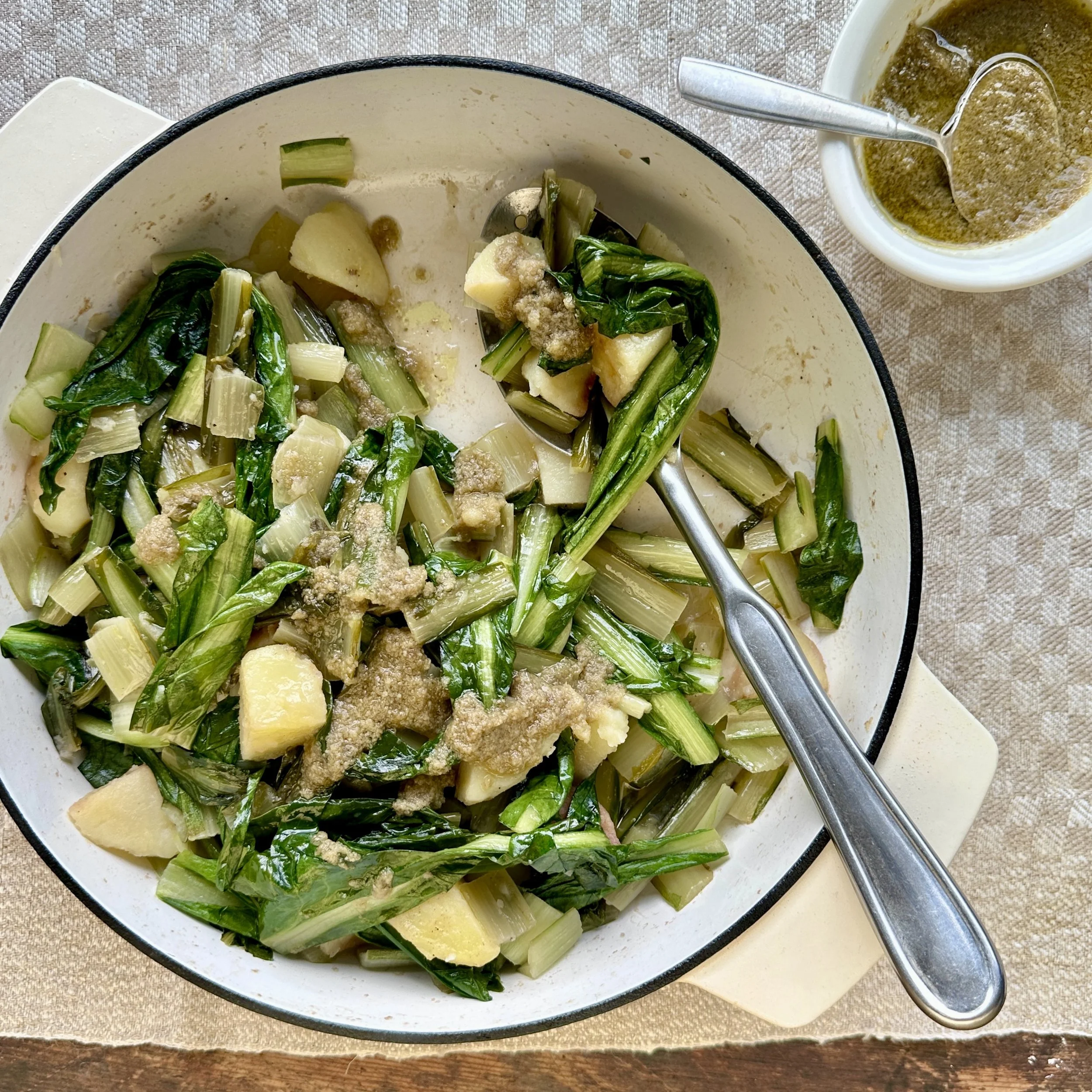 BRAISED CHICORY AND POTATOES WITH CAPER SAUCE