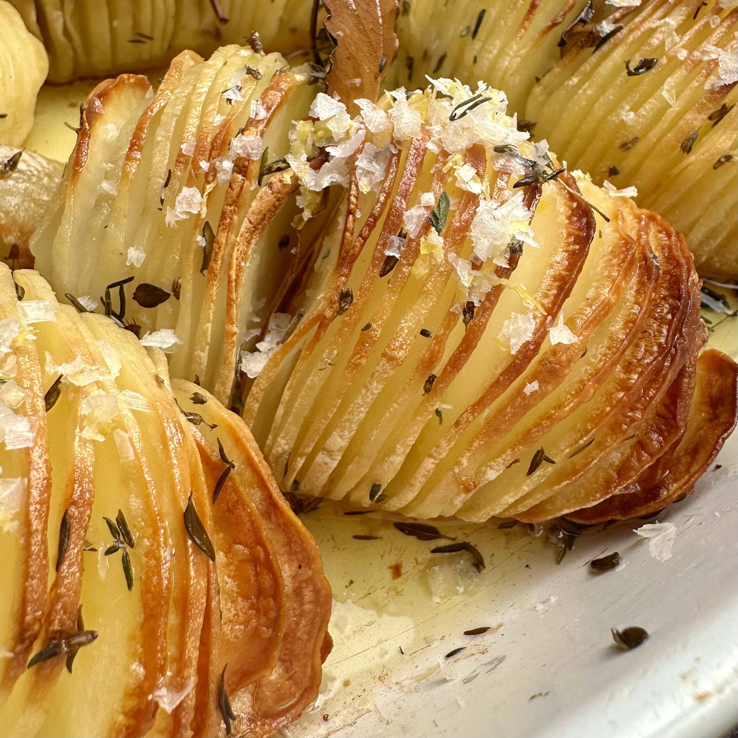ROAST HASSELBACK POTATOES, GARLIC & THYME IN TALLOW — Torello Farm