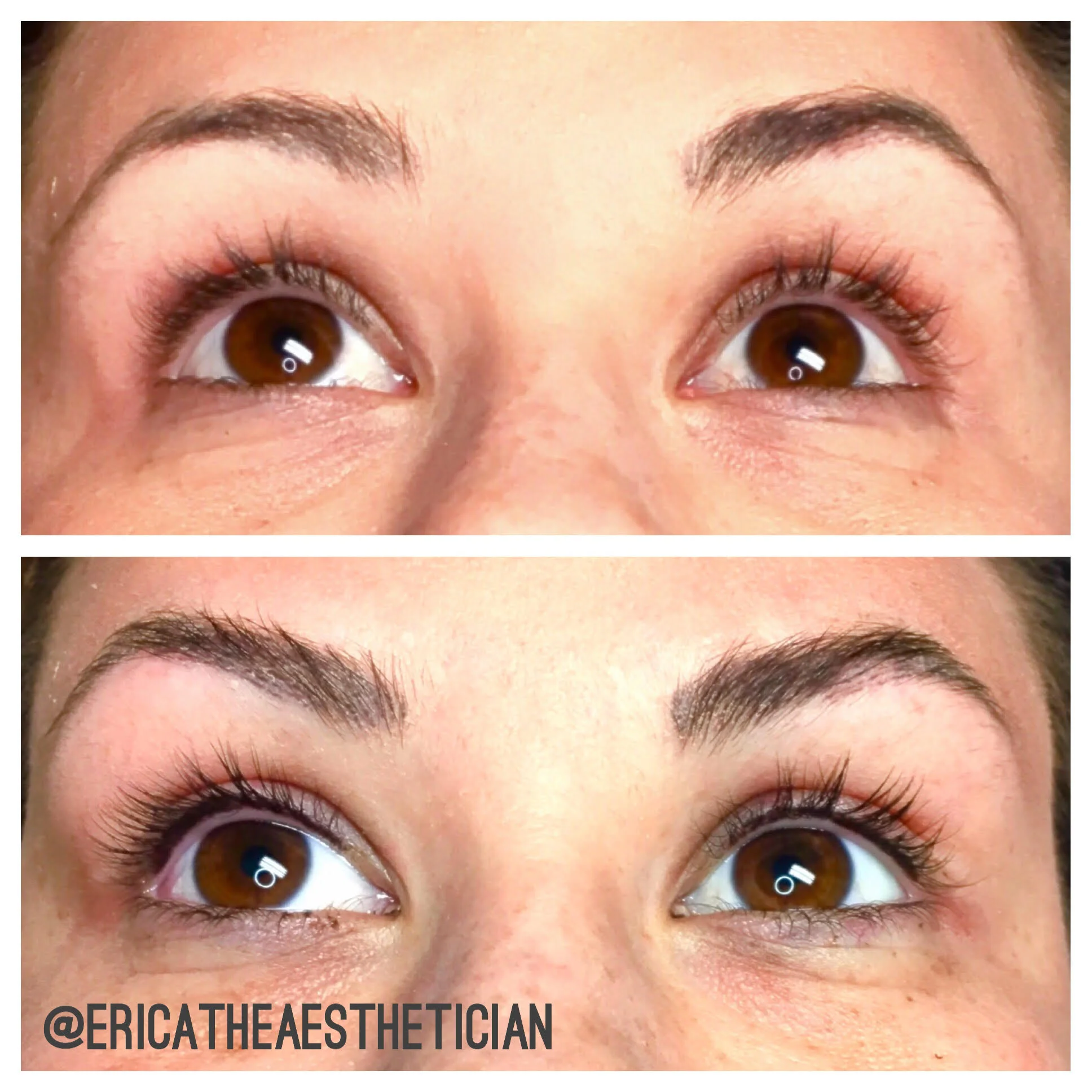 Top: Before Bottom: After permanent lash enhancement 