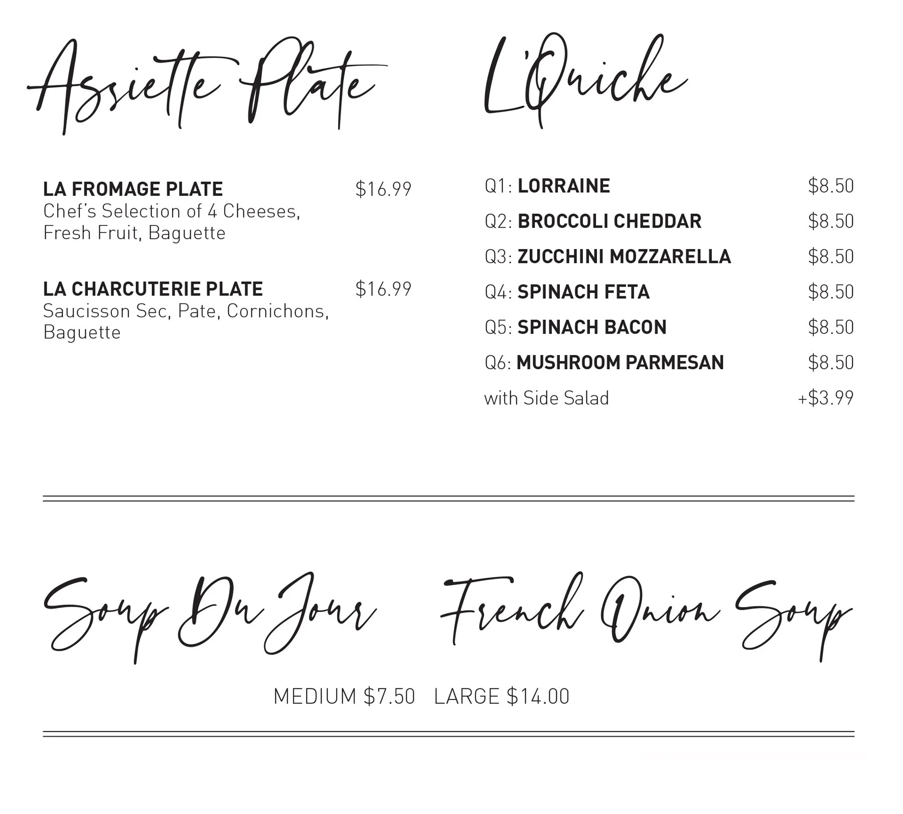 Cafe Menu — The French Market