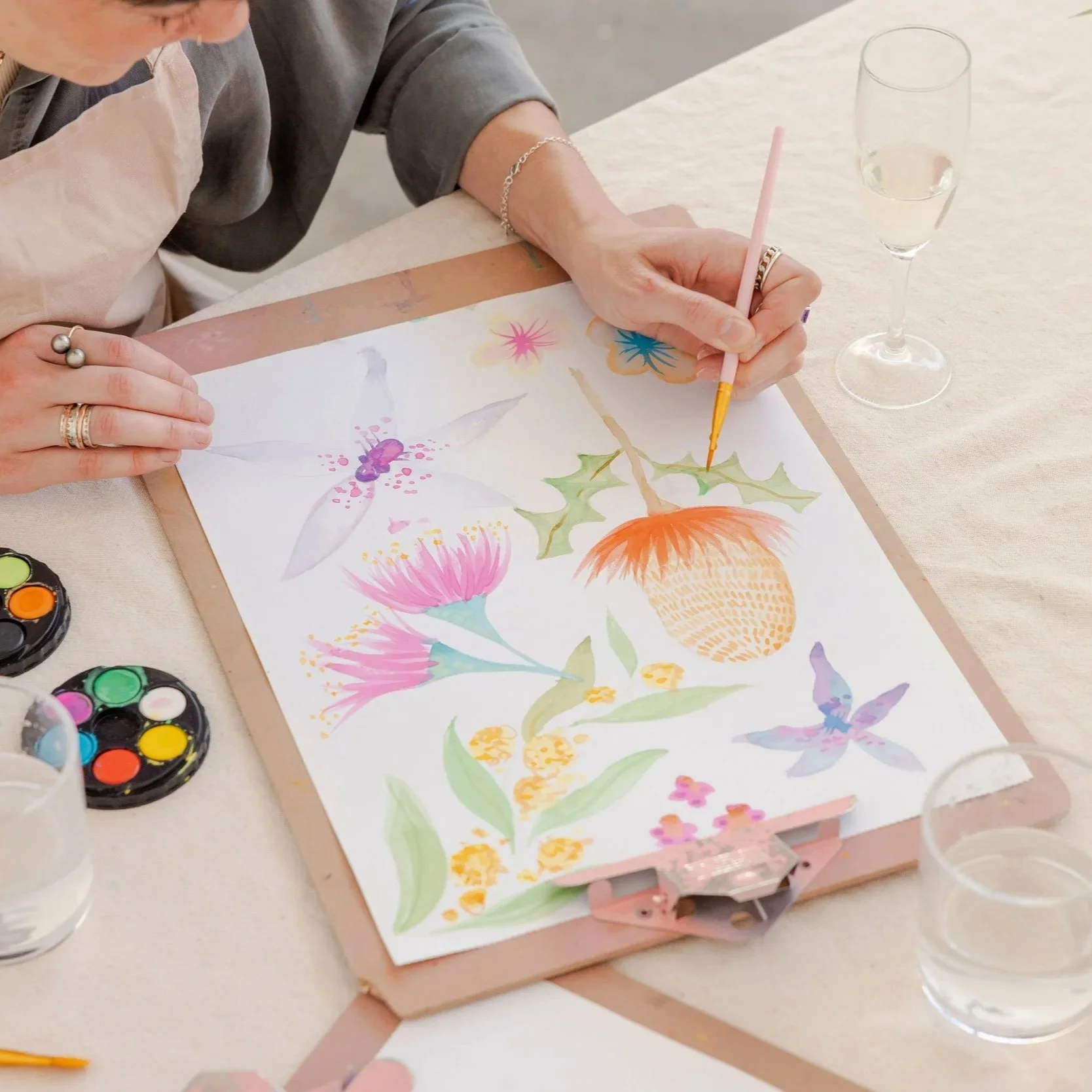 Watercolour &amp; Wine - Botanicals &amp; Blooms at Leedy Art Fest