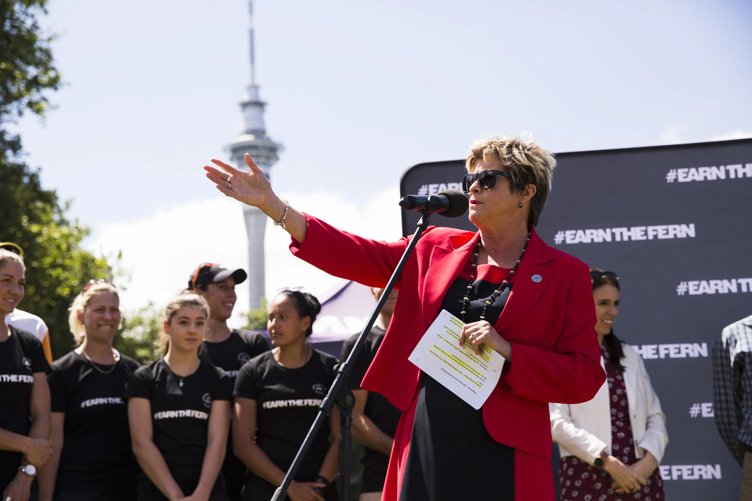 Kereyn Smith speaks at the Queens Baton visit and Gymnastics Announcement. Auckland, New Zealand. 21 December 2017. Copyright photo: Alisha Lovrich / www.photosport.nz