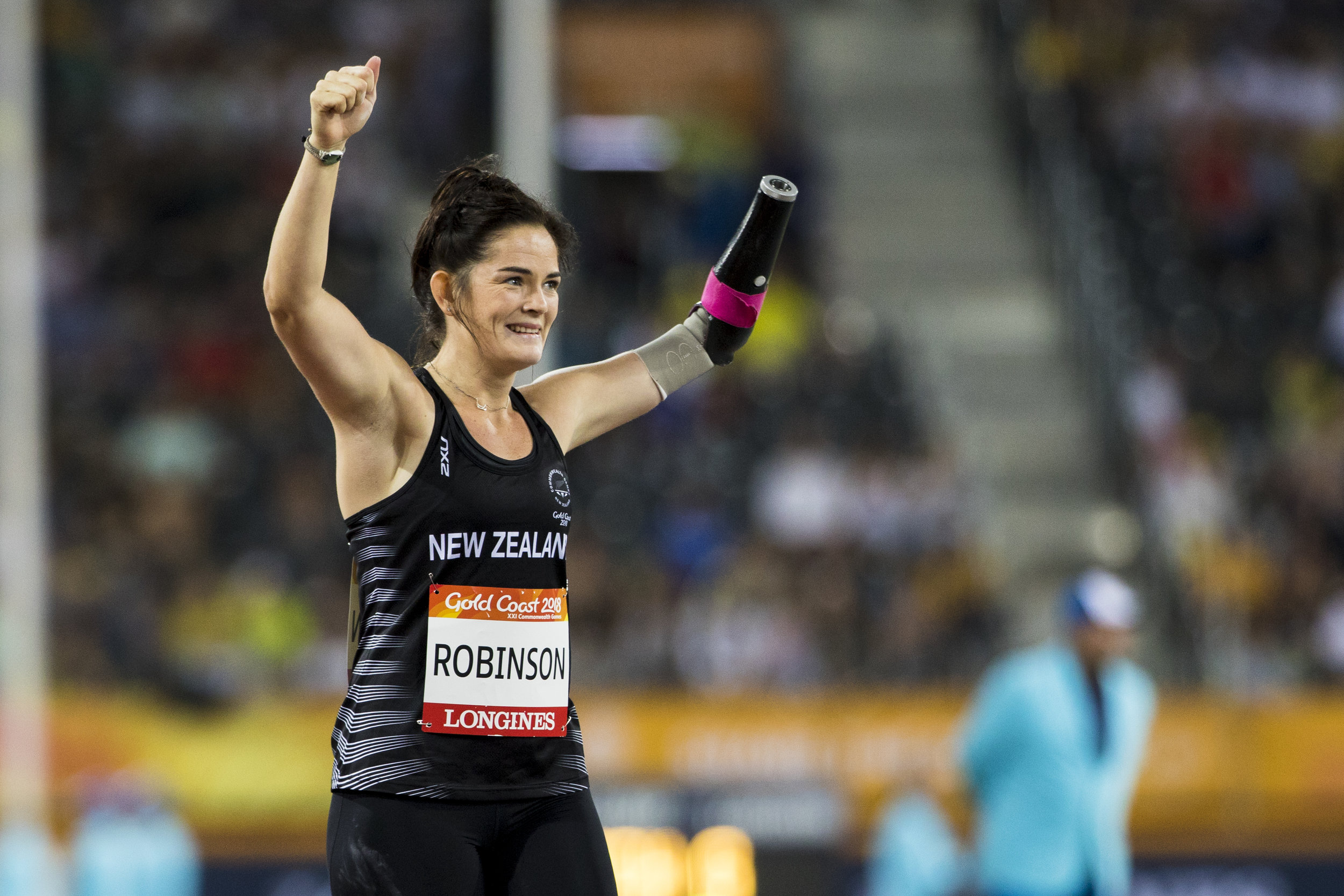  Holly Robinson wins silver in the F46 Para Javelin at the 2018 Commonwealth Games. Gold Coast, Australia. Copyright photo: Alisha Lovrich / www.photosport.nz 