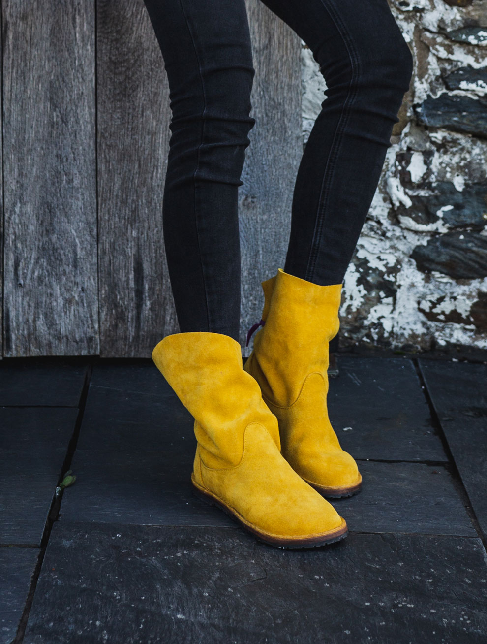 yellow suede boots