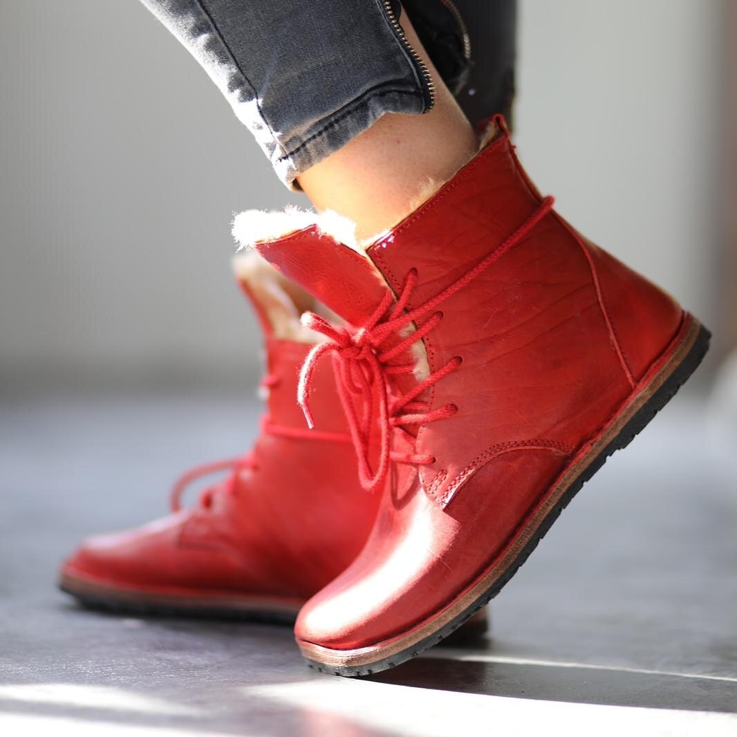 RED Sheepskin Boots - Size UK5 — Ruth 