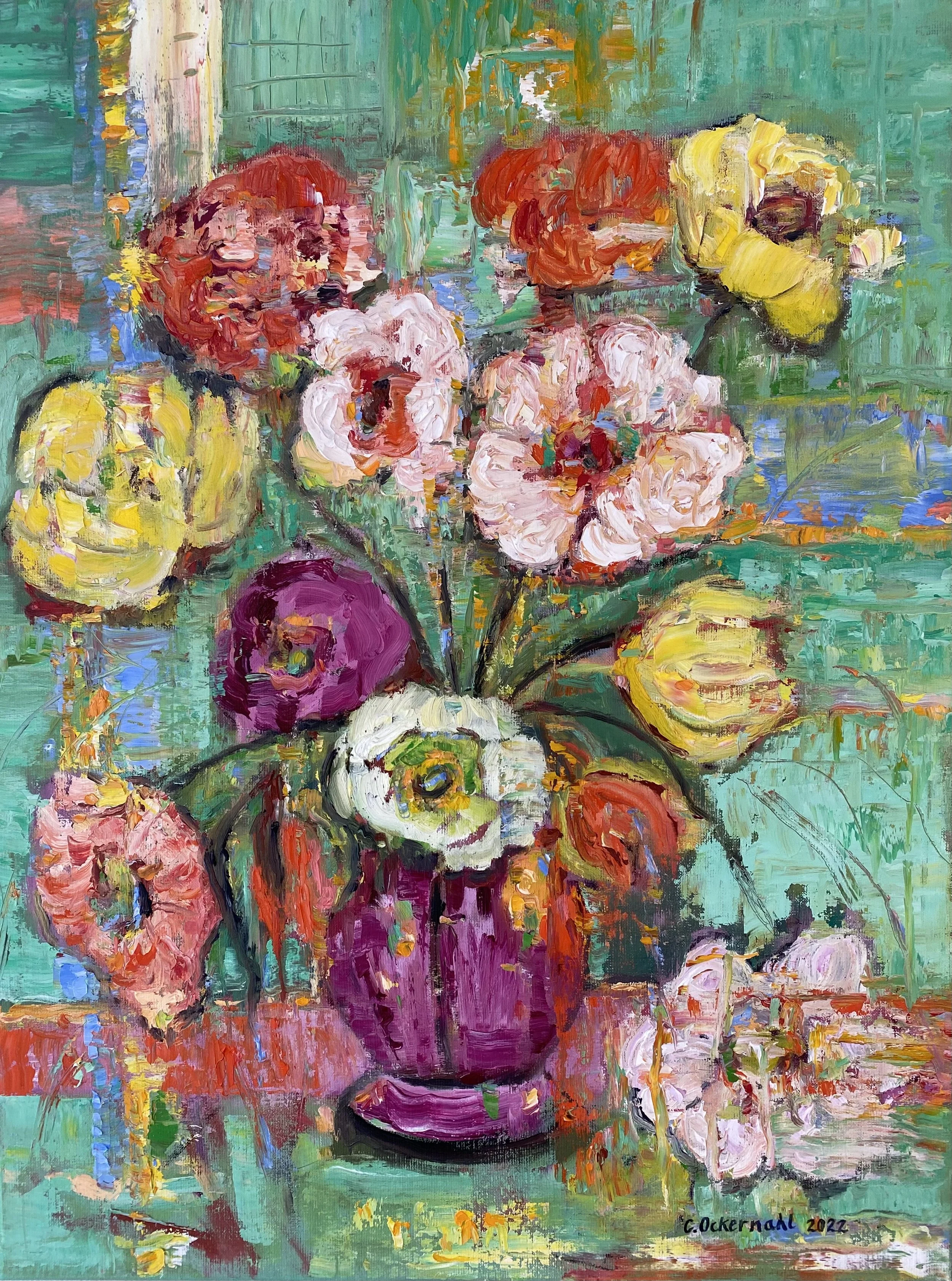 The purple flower pot