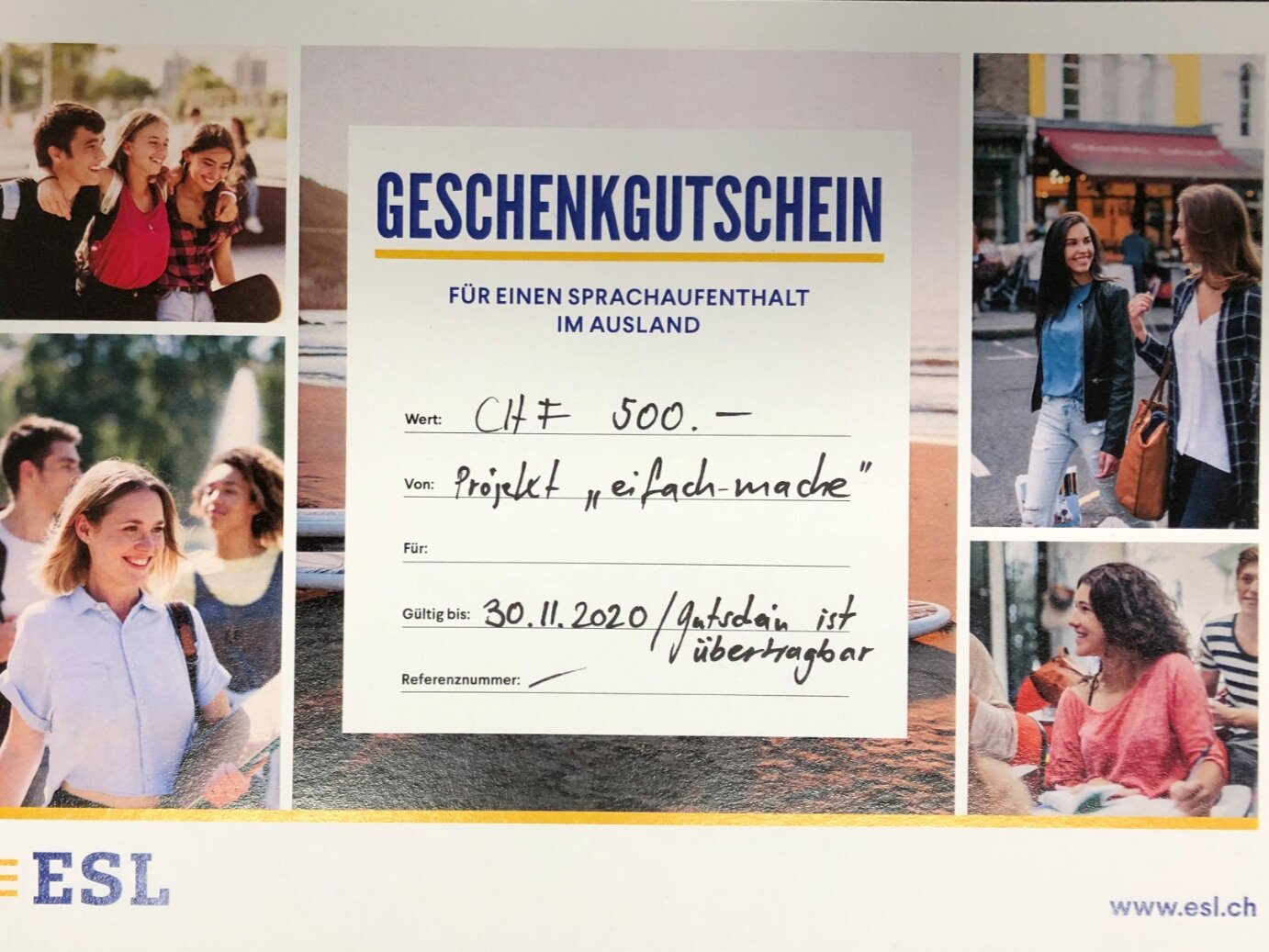 Geschenkgutschein für einen Sprachaufenthalt