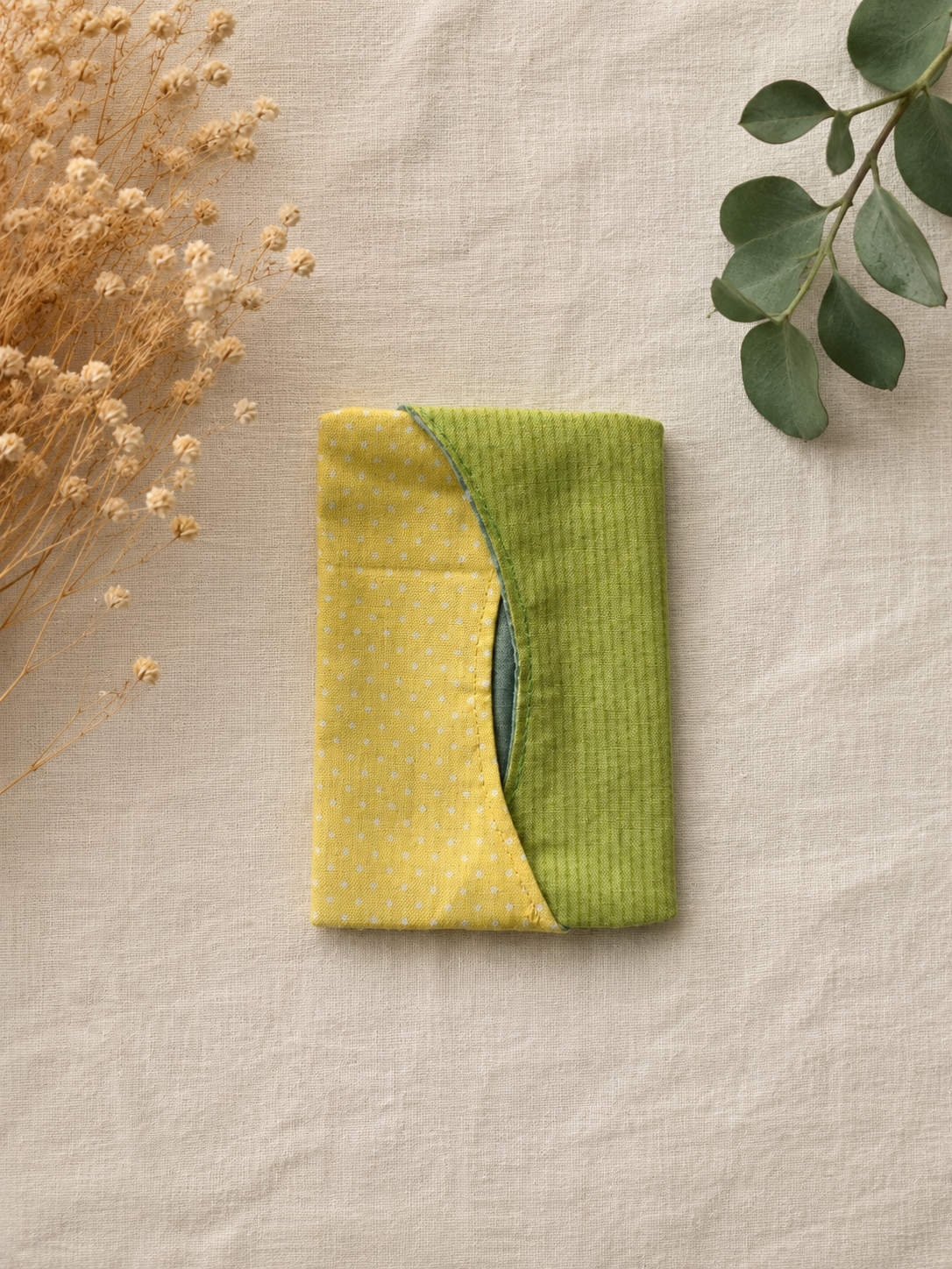 Handmade Polka Dot Fabric Pouch Flatlay.png