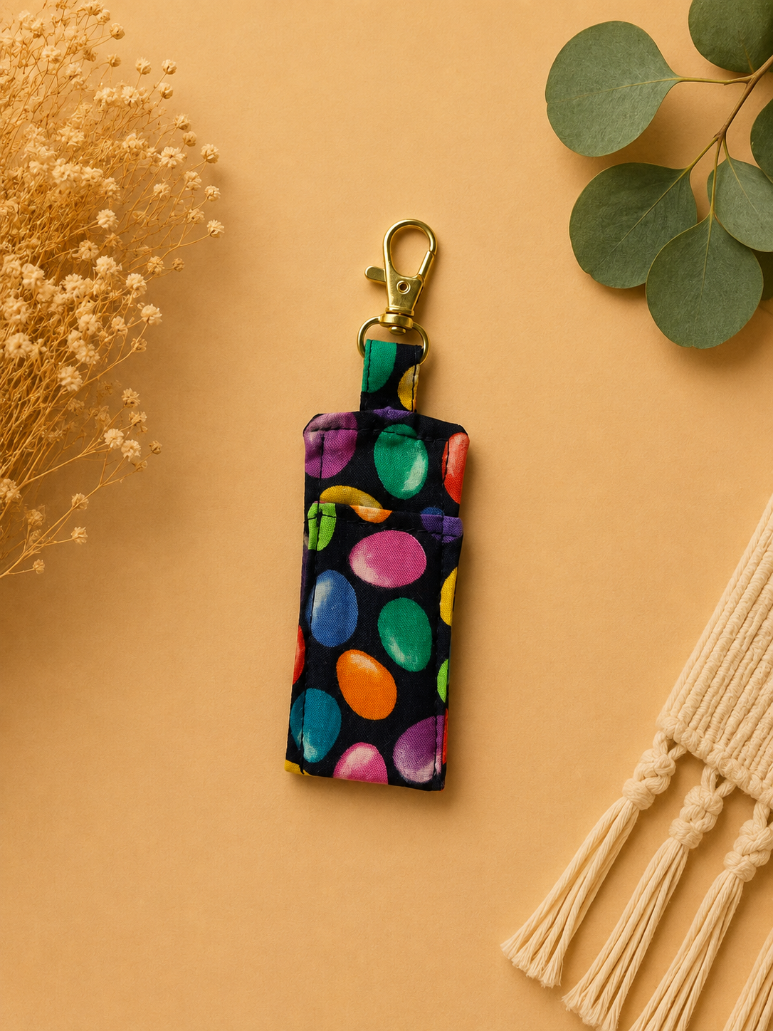 Colorful Polka Dot Keychain Flatlay.png