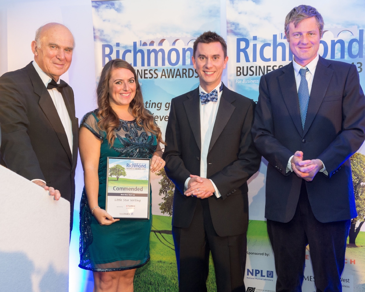 Little Star Writing winning a Best Start-Up award in 2012