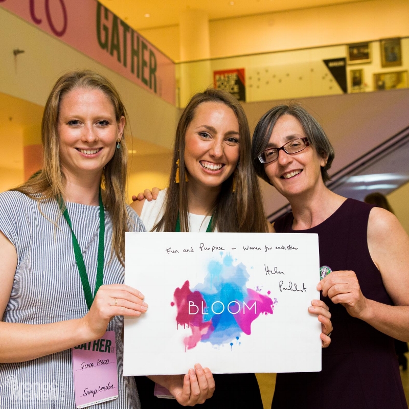 Bloom President Gina, with VP Caroline Manning, meeting Helen Pankhurst, great-granddaughter of Emmeline Pankhurst.