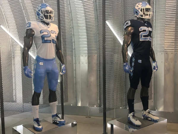 UNC's new Jordan Brand jerseys are on full display at Saturday's "Meet the Heels" event.