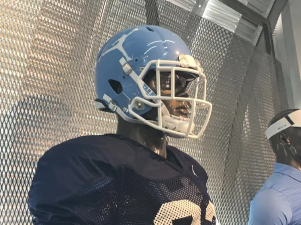 North Carolina's practice helmets have the signature "Jumpman" logo on the side.
