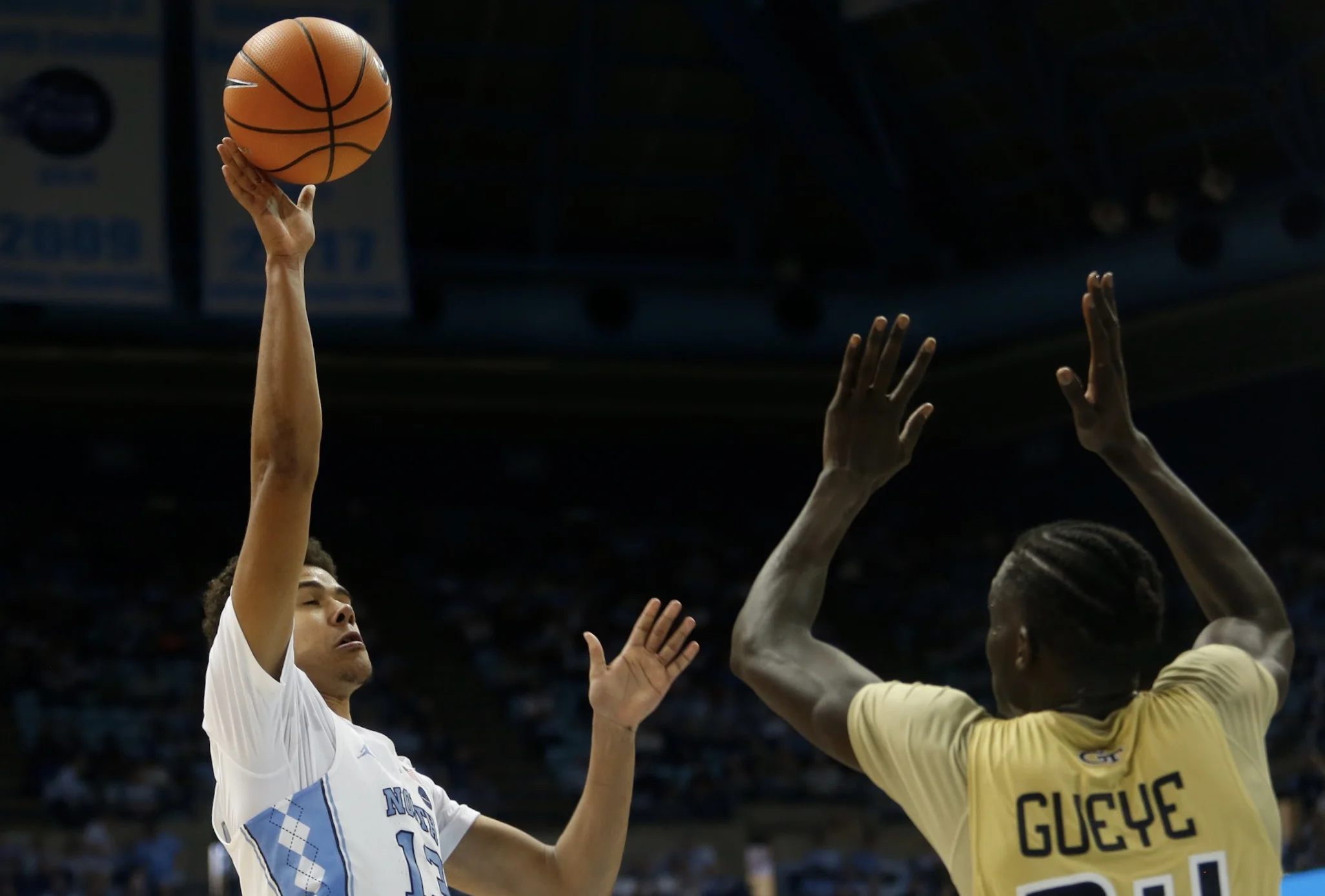 Cameron Johnson (13) uses his 6-foot-8 frame to shoot over defenders with ease. | Photo by Alex Kormann