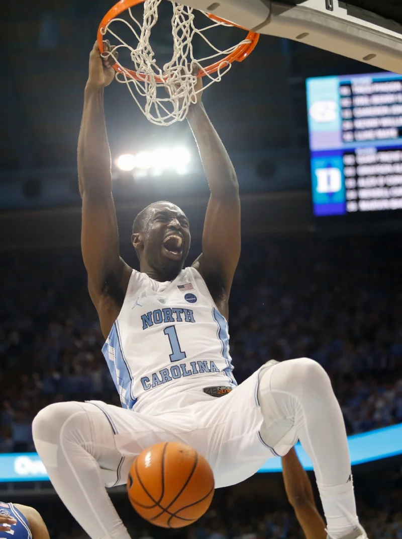The final dunk from Theo Pinson (1) was the exclamation on UNC's wild win Thursday over Duke. | Photo by Alex Kormann