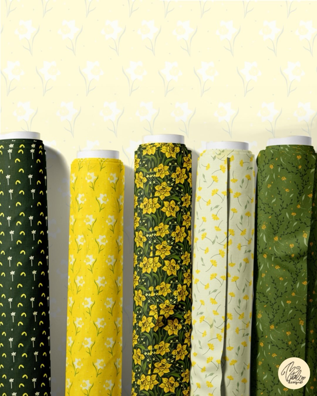 Continuing from previous sketch Here is  Dancing Daffodils Collection, capturing the gentle swaying florals in spring breeze 💛💚
.
.
.
#patternlicensing #spoonflowersale #sewingprojects #springvibes #daffodilsinbloom