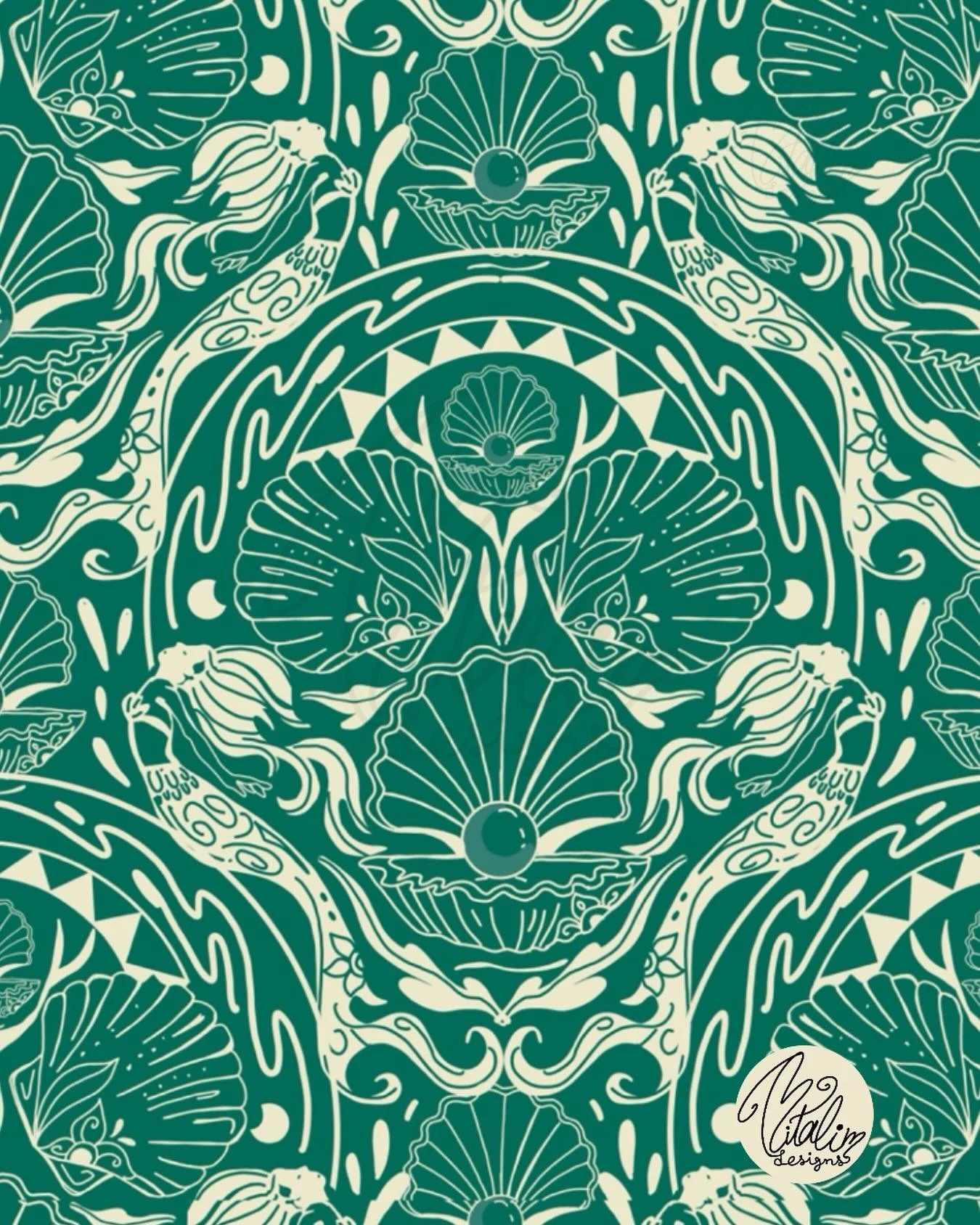 Lost in a sea of dreams&hellip; you never know what treasures you&rsquo;ll find 🌊
.
.
.
.
#whimsicalartwork 
#patternlicensing
#textiledesign
#patternartist
#artlicensing