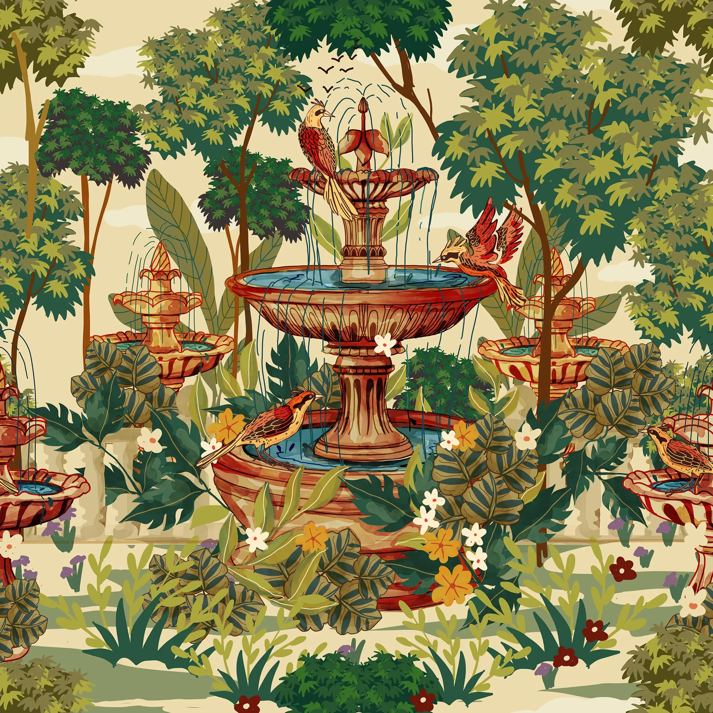 nature celestial birds in nature victorian fountain