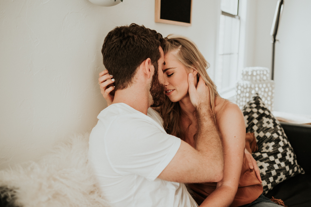 Couples Photographer, Cozy Romantic Intimate In-home Photography Session