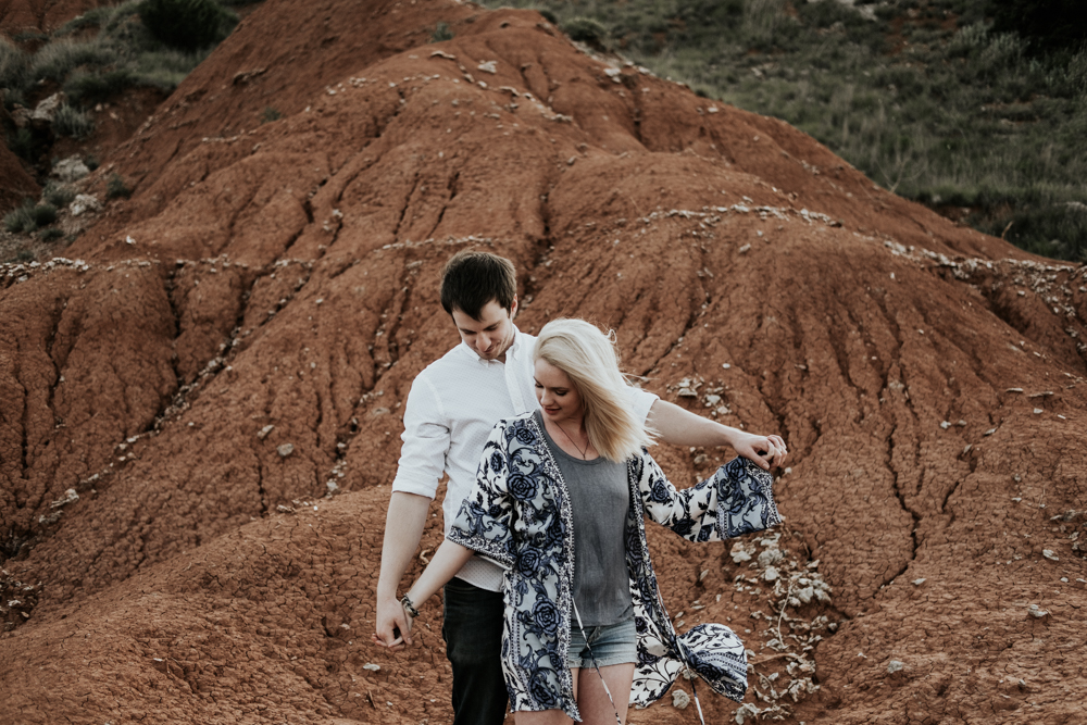 Engagement Photographer, Couples Adventure Session in Gloss Mountain State Park Photographer 