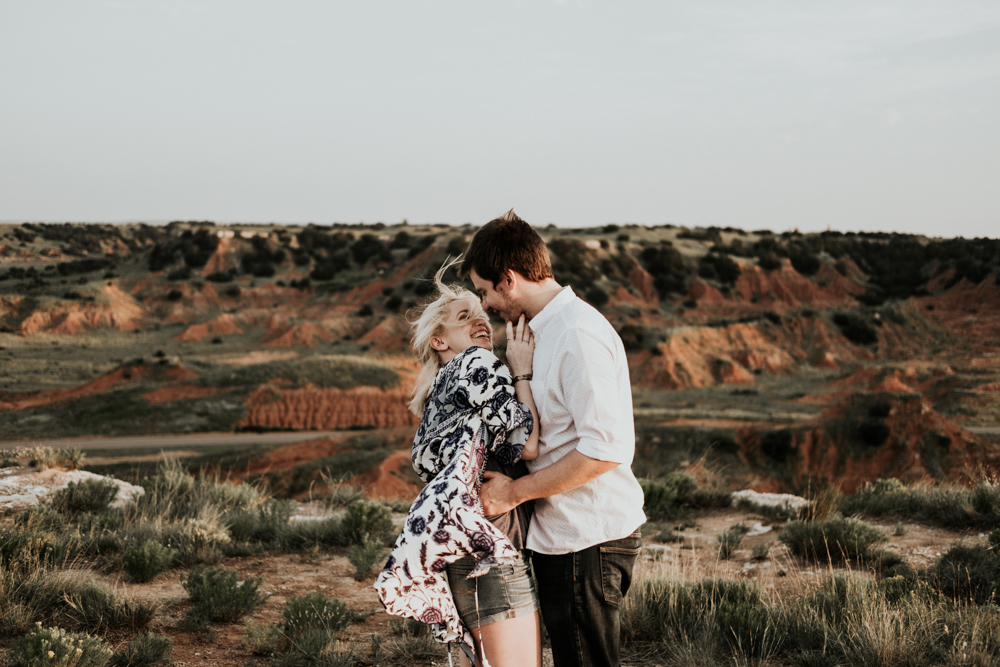 Engagement Photographer, Couples Adventure Session in Gloss Mountain State Park Photographer 