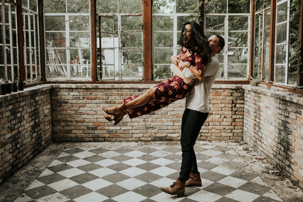 Couples Engagement Photographer, Adventure Photography at Sekrit Theater in Austin, TX