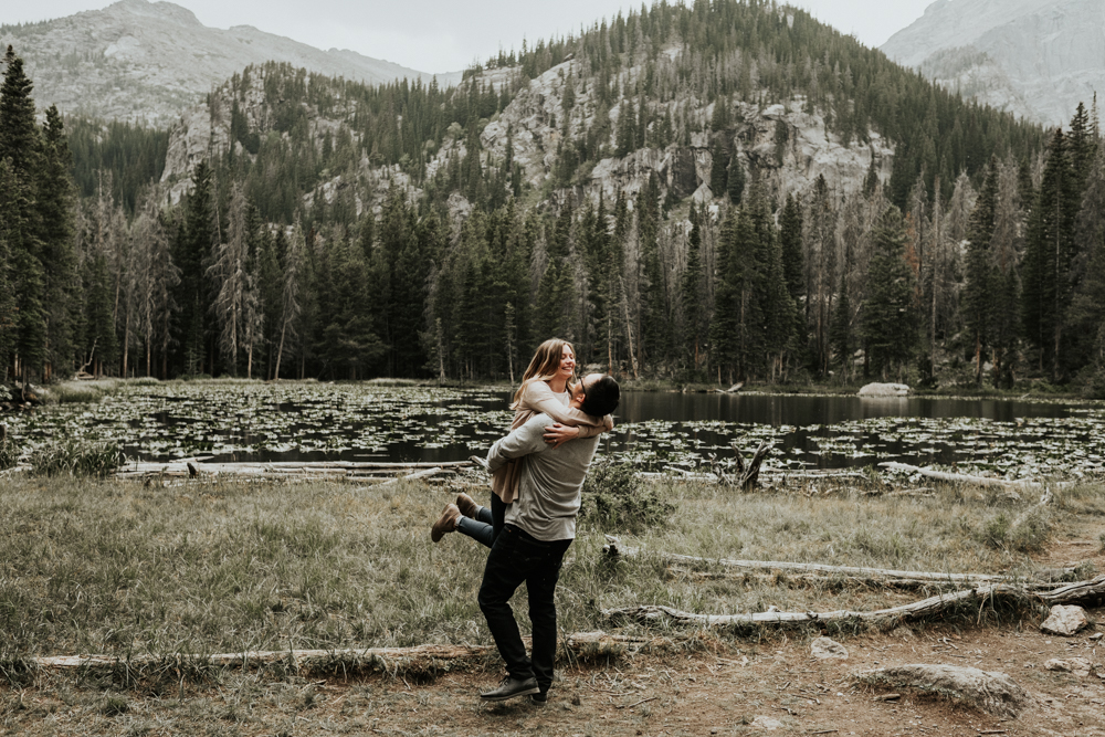 Copy of Couples Engagement Adventure Session at Dream Lake in Rocky Mountain National Park, Colorado