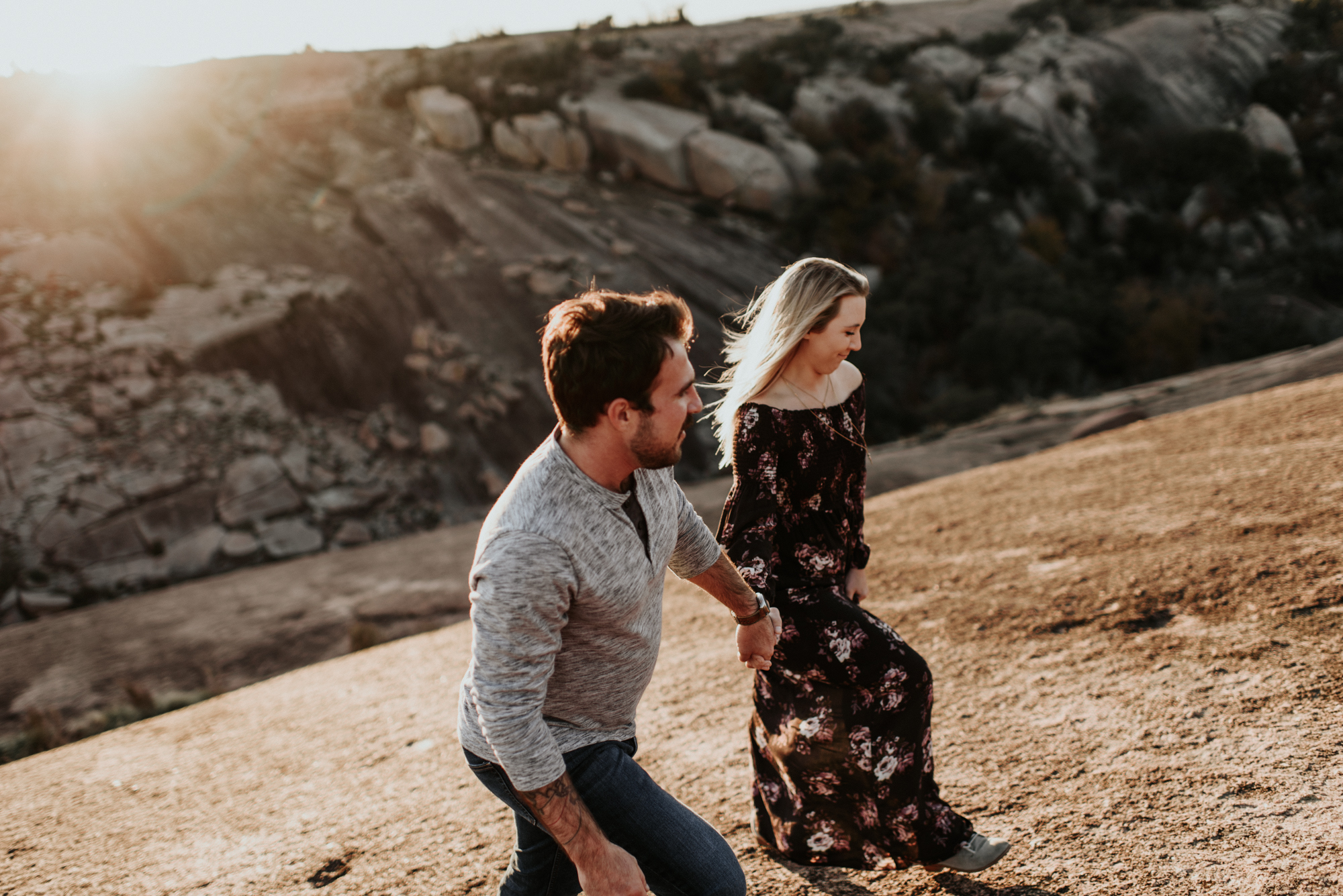 Couples Engagement Photographer, Adventure Photography Session in Enchanted Rock State Natural Area, Texas