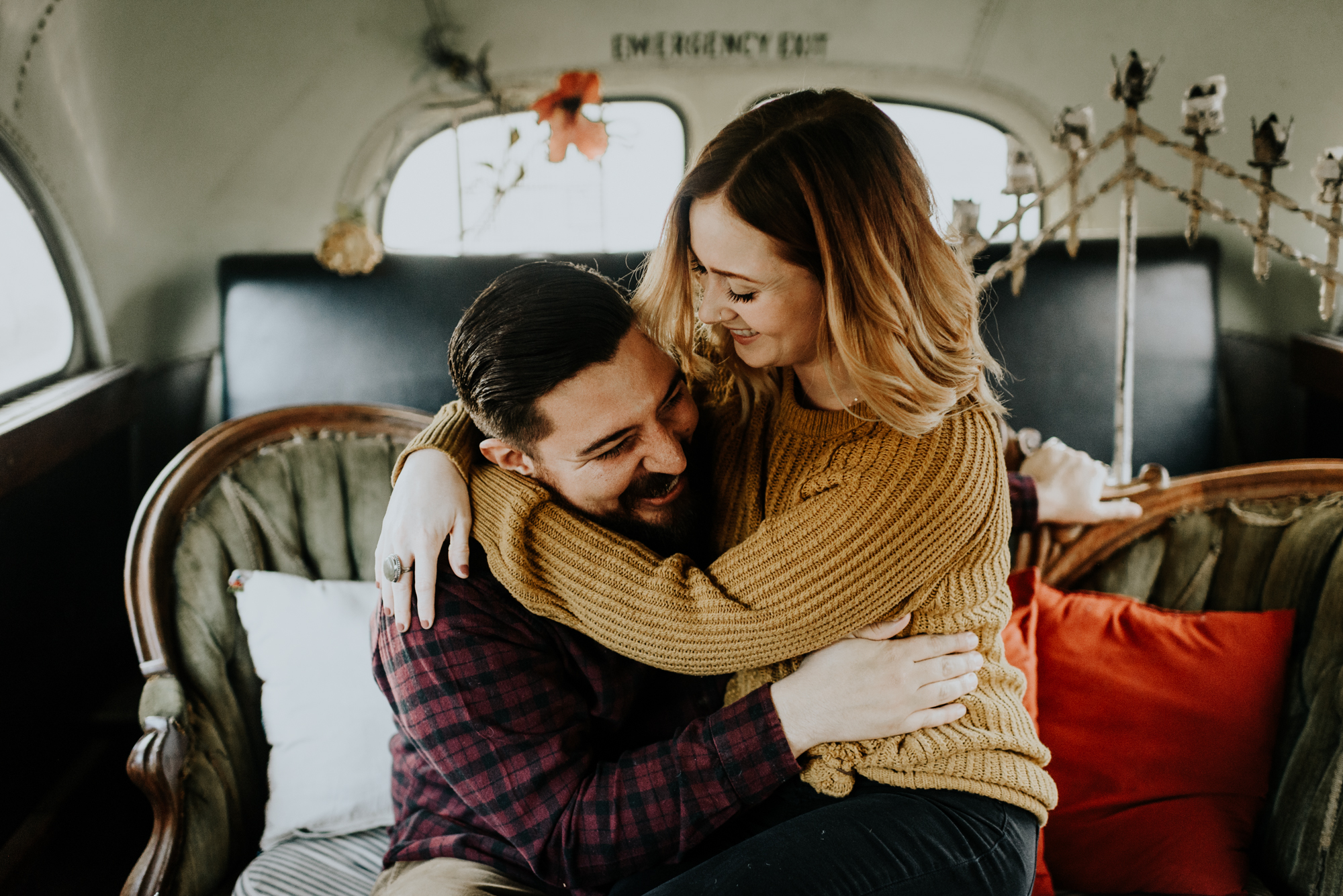 Adventurous Engagement Photographer at Sekrit Theater in Austin, Texas