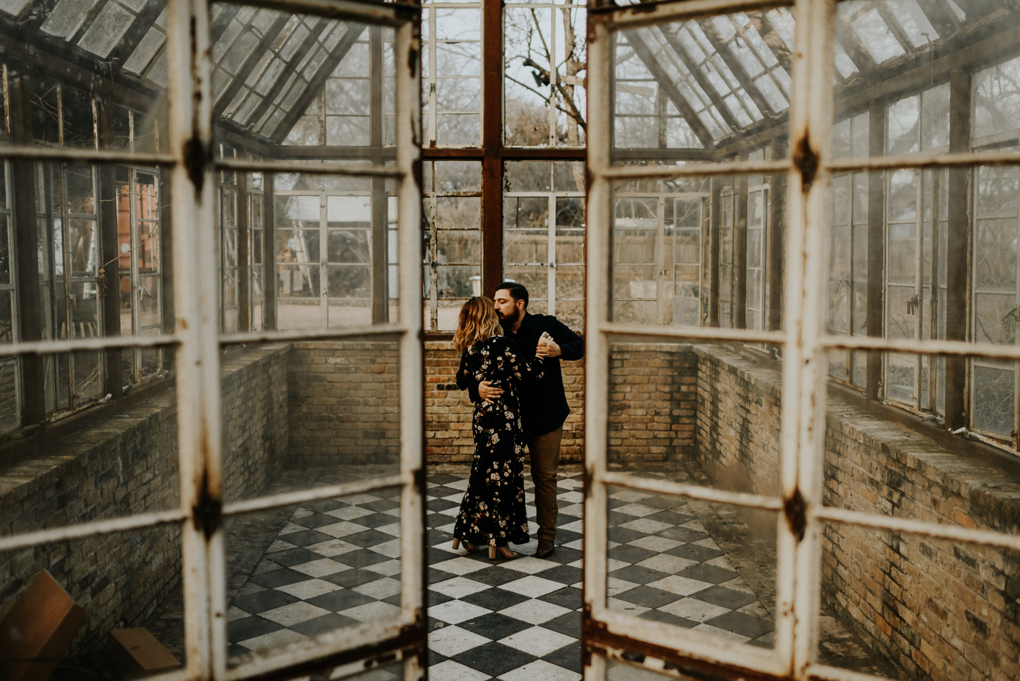 Adventurous Engagement Photographer at Sekrit Theater in Austin, Texas
