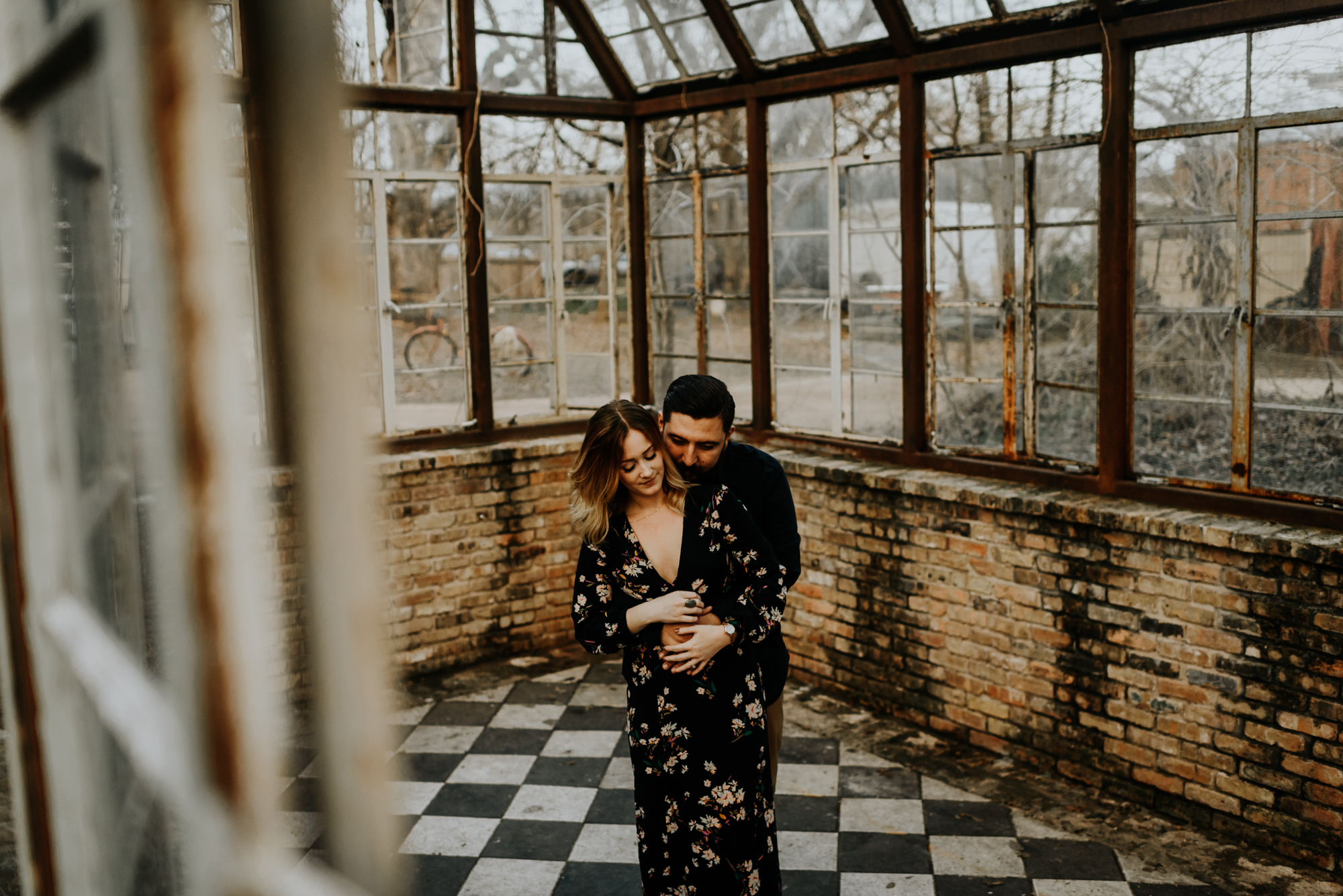 Adventurous Engagement Photographer at Sekrit Theater in Austin, Texas