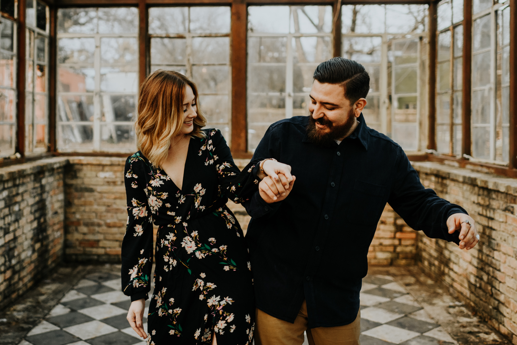 Adventurous Engagement Photographer at Sekrit Theater in Austin, Texas