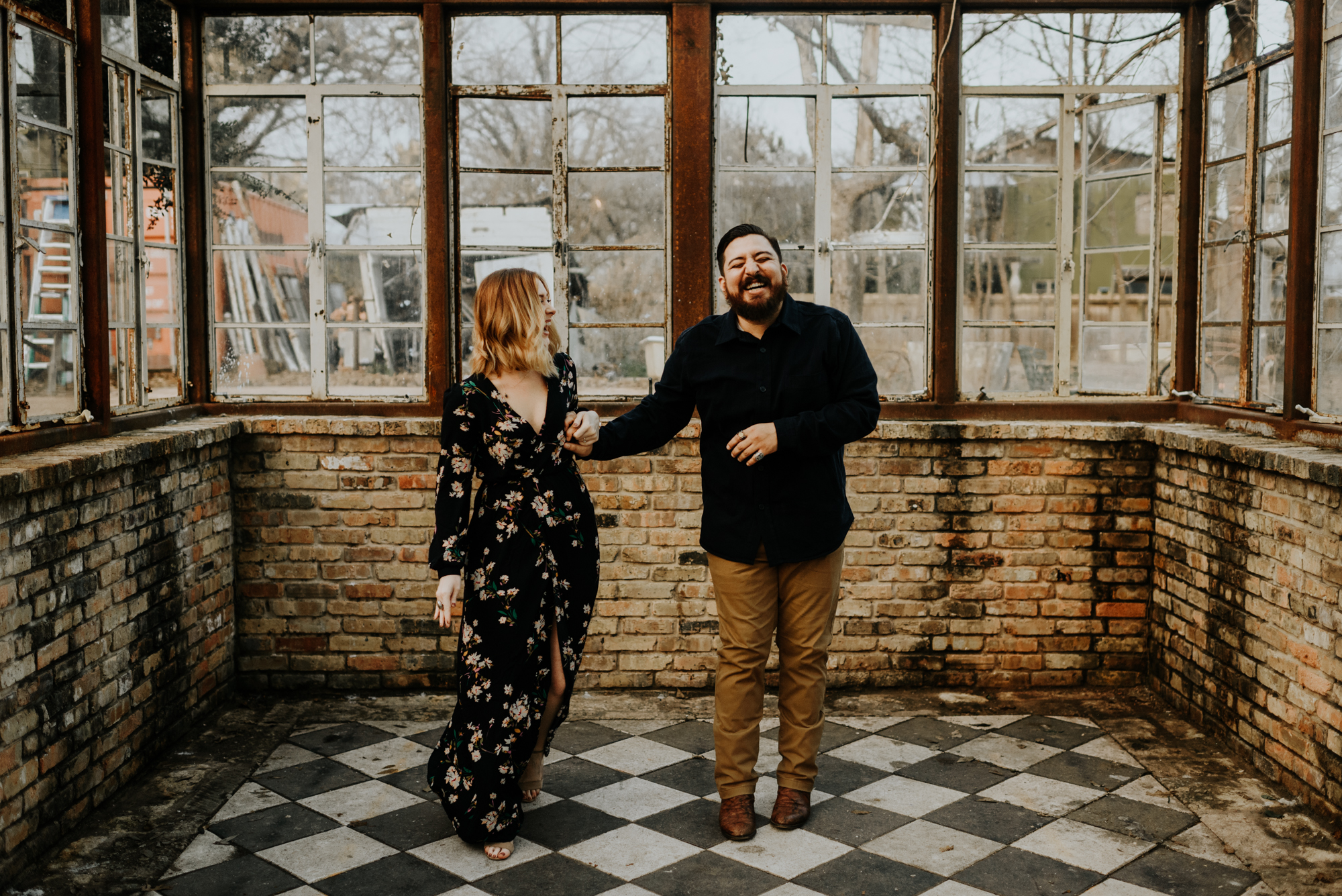 Adventurous Engagement Photographer at Sekrit Theater in Austin, Texas